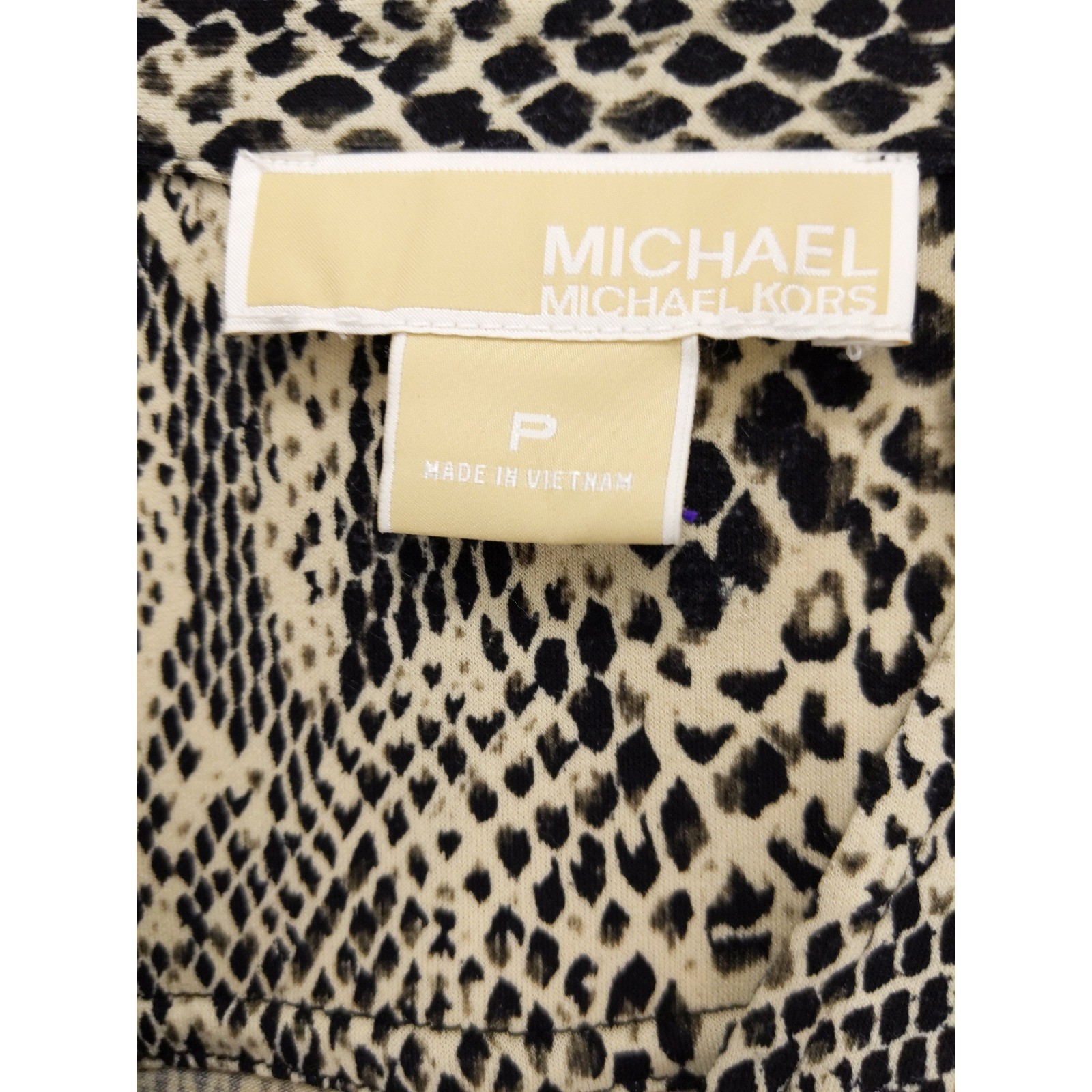 Michael Kors Snake Print Button Front Shirt Dress Long Sleeve Pockets Petite P
