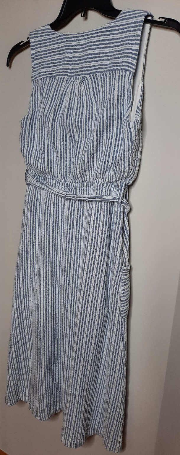 Lost + Wander Womens Full Button Front Midi Dress Size M Pinstripe Pockets