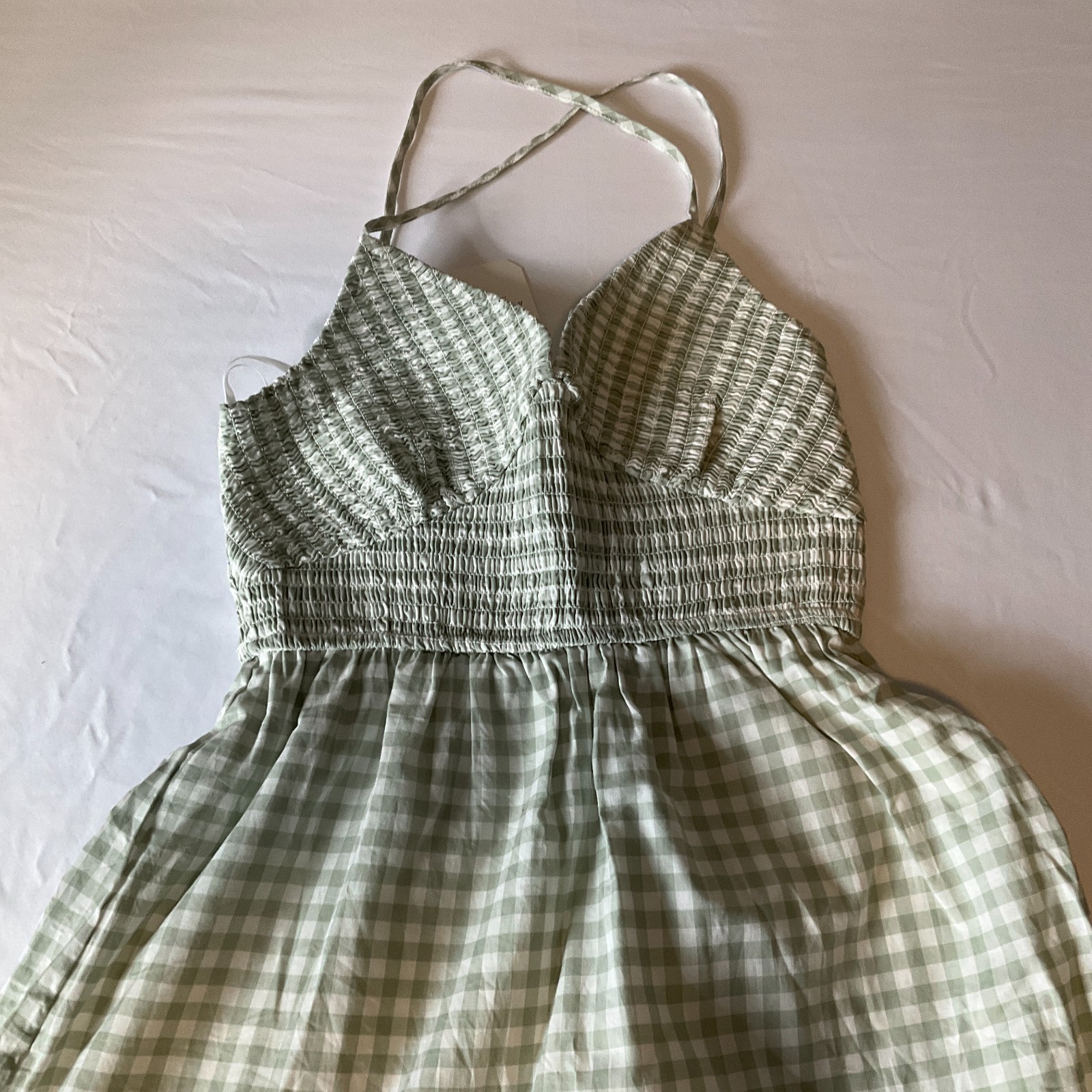 Altard State Maxi Dress Womens Size S Green White Spaghetti Straps Lined Stretch