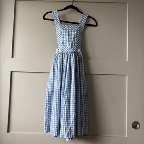 Blue White Gingham Pinafore Apron Tote Bag Set Womens XS Cottagecore Farmhouse
