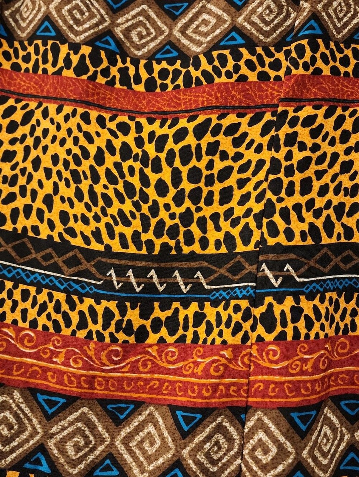 Vintage 90s Sag Harbor Tribal Geometric Animal Print Dress.