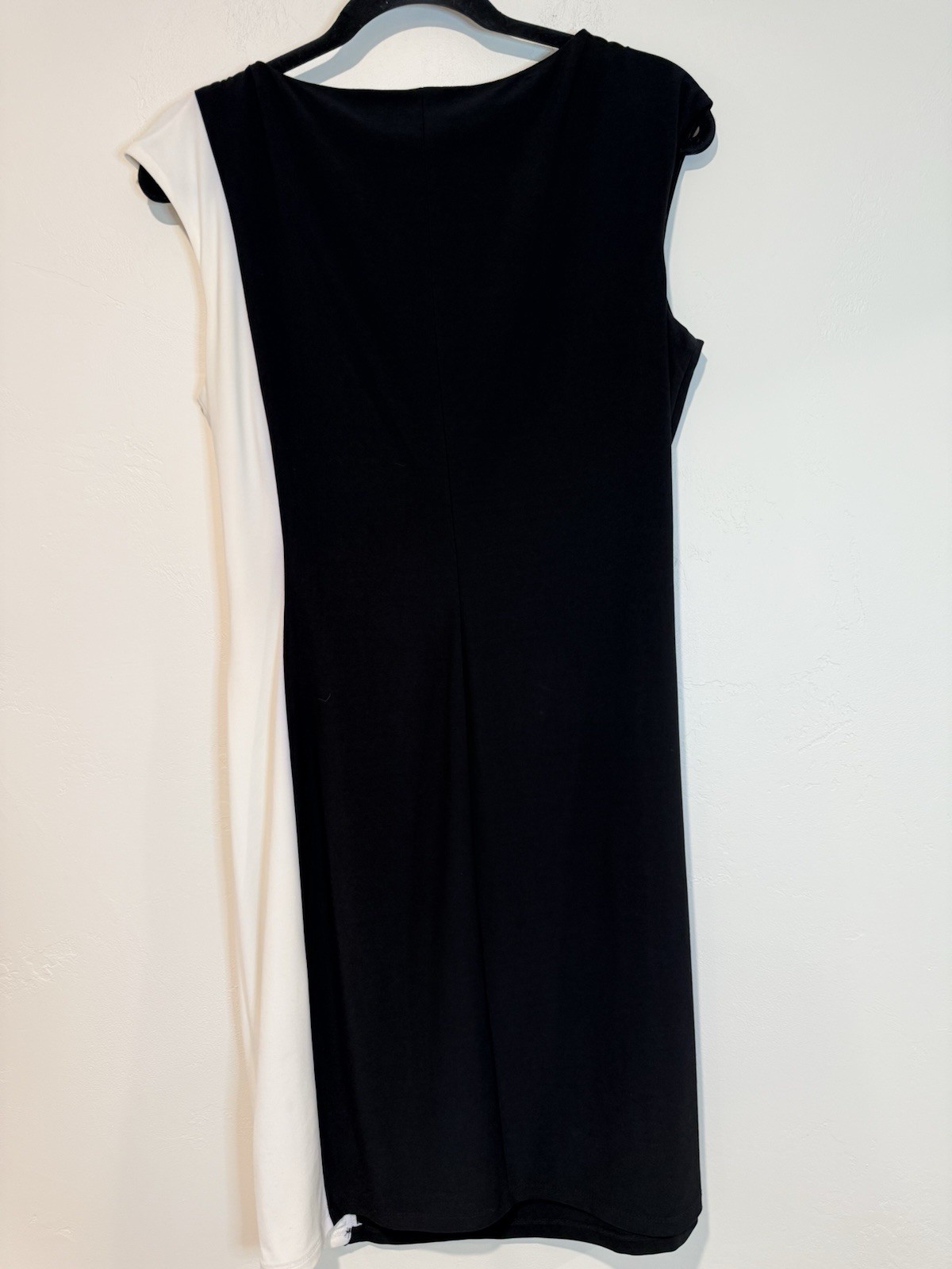 Chaps Black White Colorblock Sheath Dress Large Ruched Career Cocktail