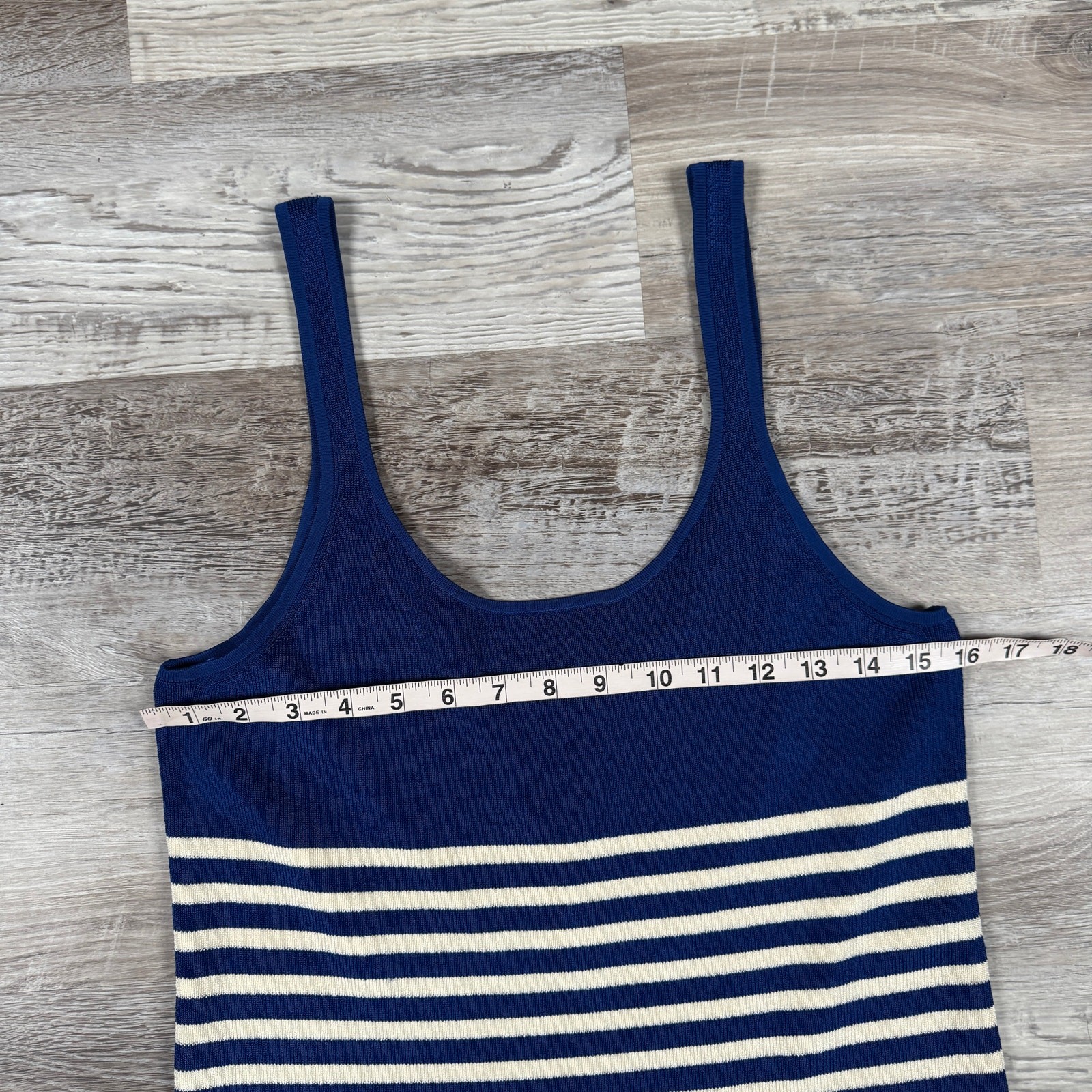 J.Crew NWT Striped Midi Tank Dress Navy Sleeveless L Costal Quiet Luxury Preppy