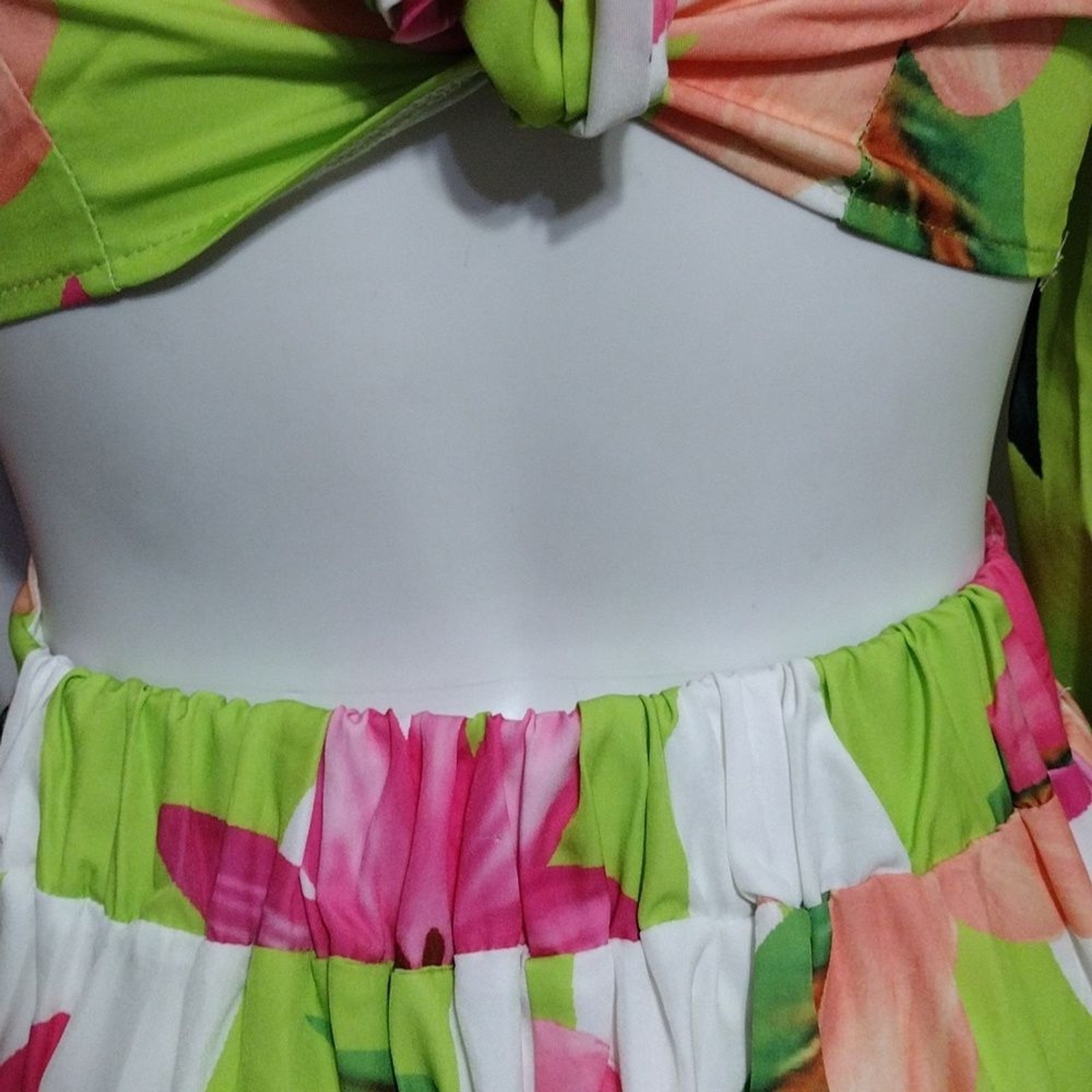 ChicMe Tropical Floral Maxi Dress Small Ring Front Cutout Open Back Double Slit