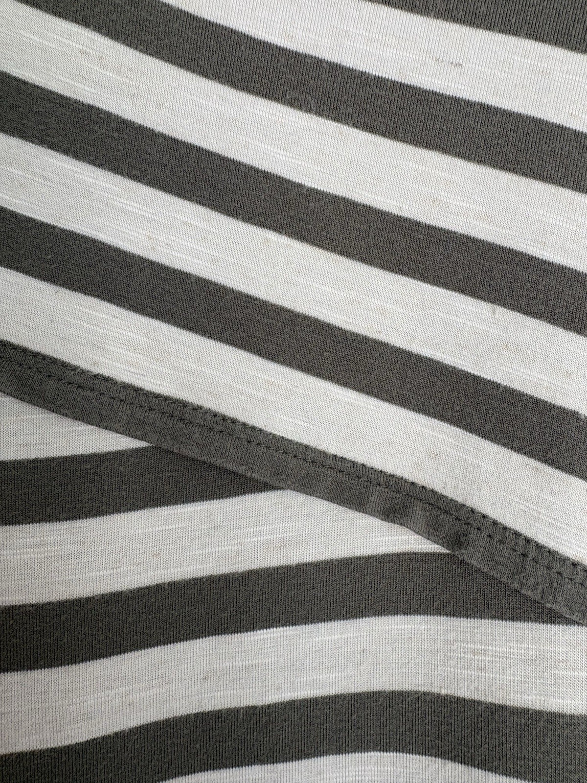 Chico’s 0 Small Dress Grey White Stripe Diagonal Tiers TShirt Style Cap Sleeves