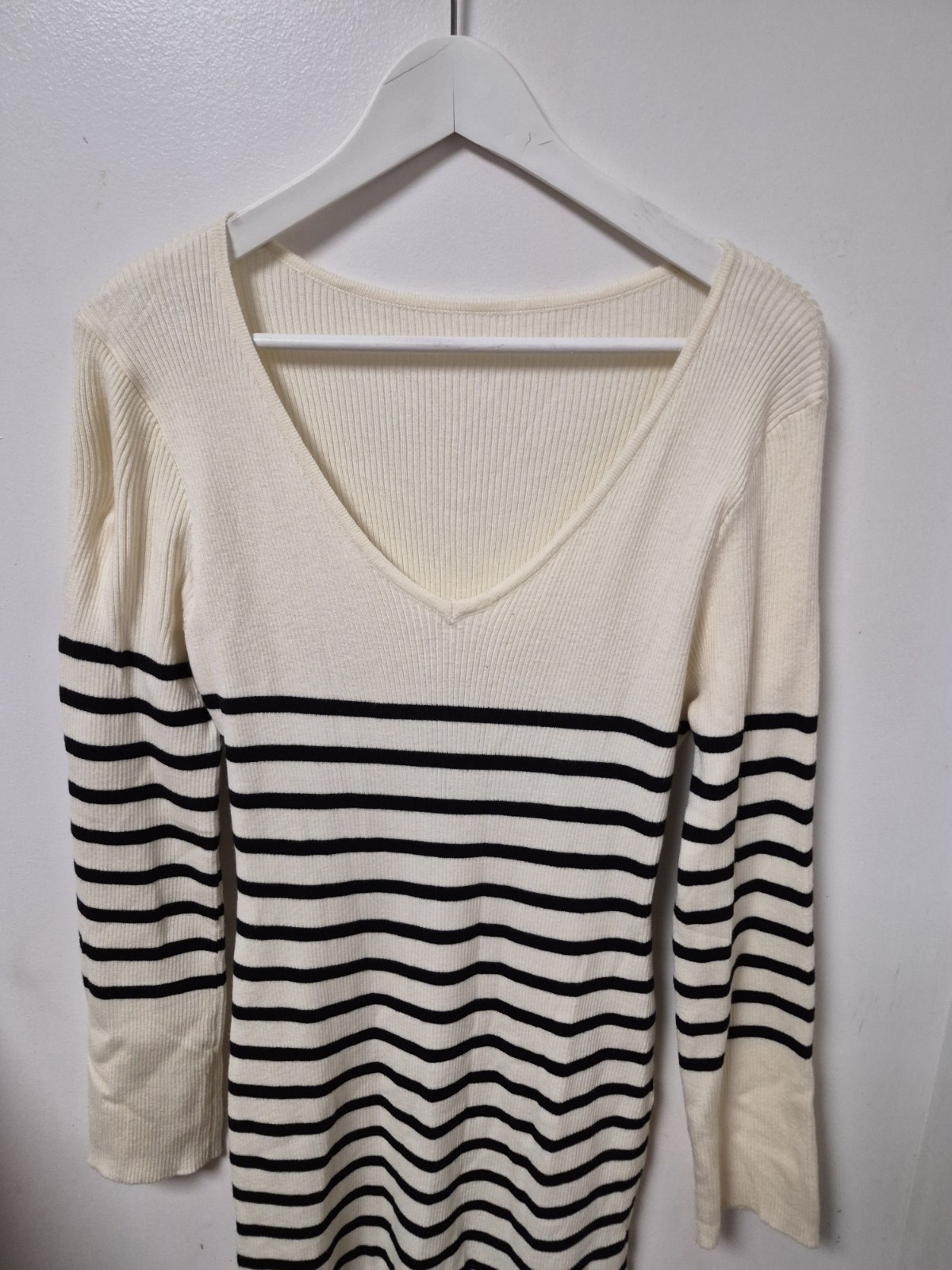 COMMENCE Knitted TURTLE NECK striped Cottagecore Fisherman Sweater Dress NWT XL