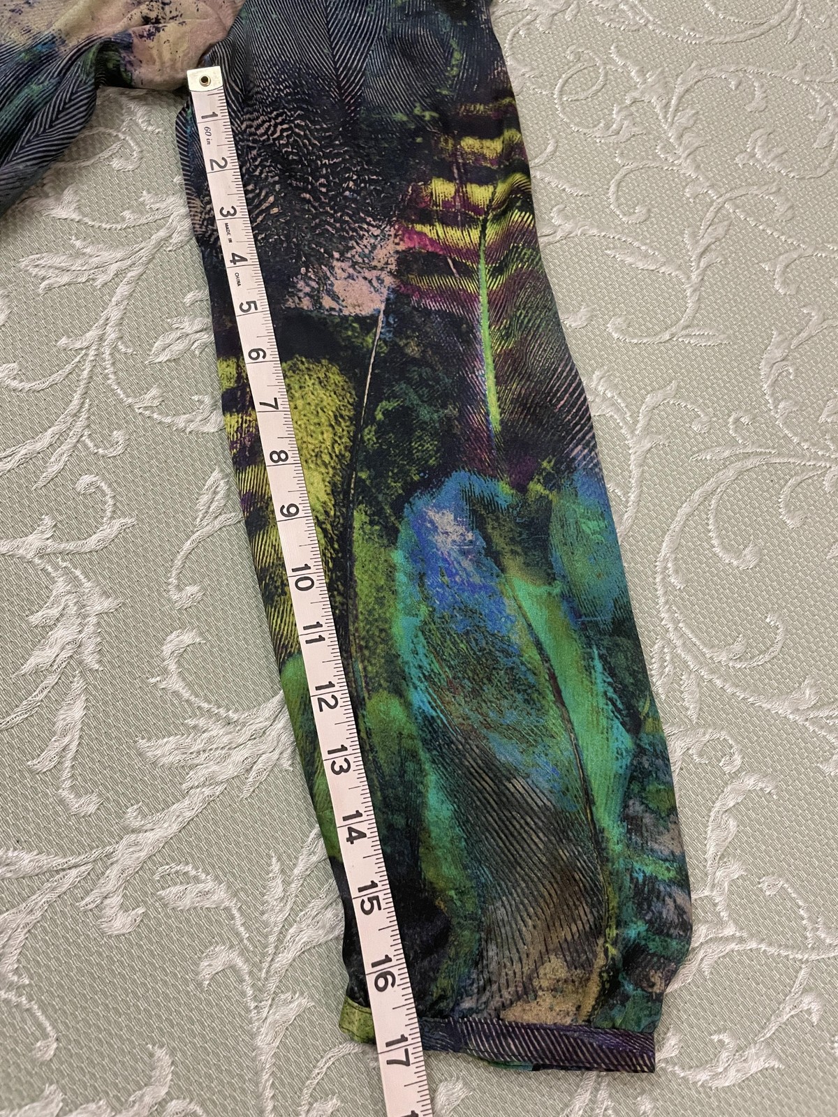 Cluny Dress Womens Large Multicolor Abstract Shift Long Sleeve Silk Modal Lined