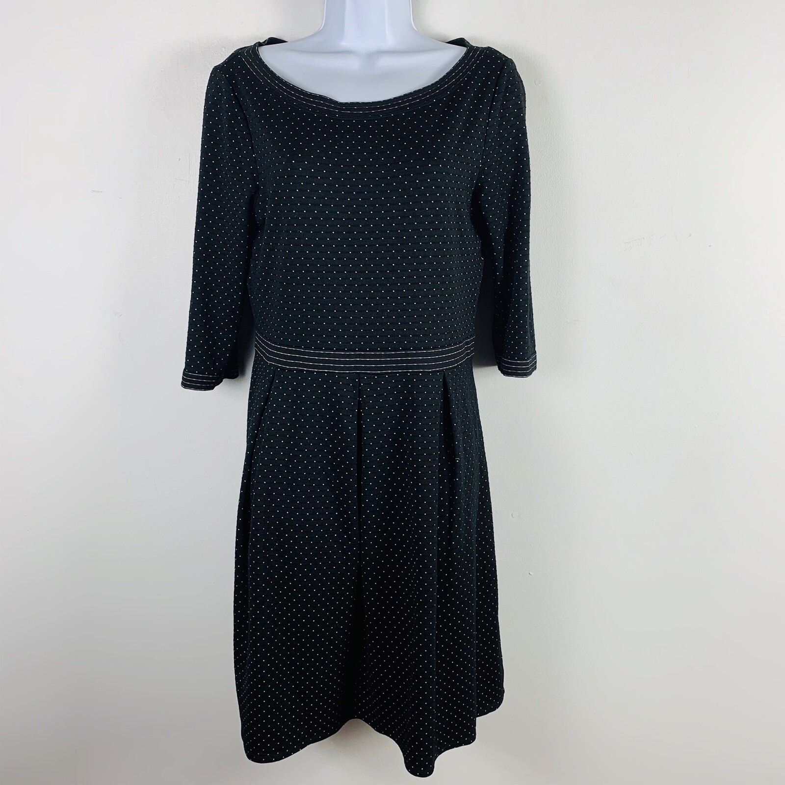Max Studio Dress sz M Black White Polka Dot Modern Classic City Chic Minimalist