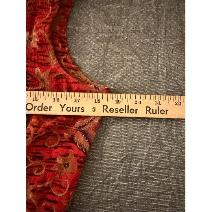 Karin Stevens Vintage Red Floral Rayon Maxi Dress Womens Size 6 Sleeveless Boho