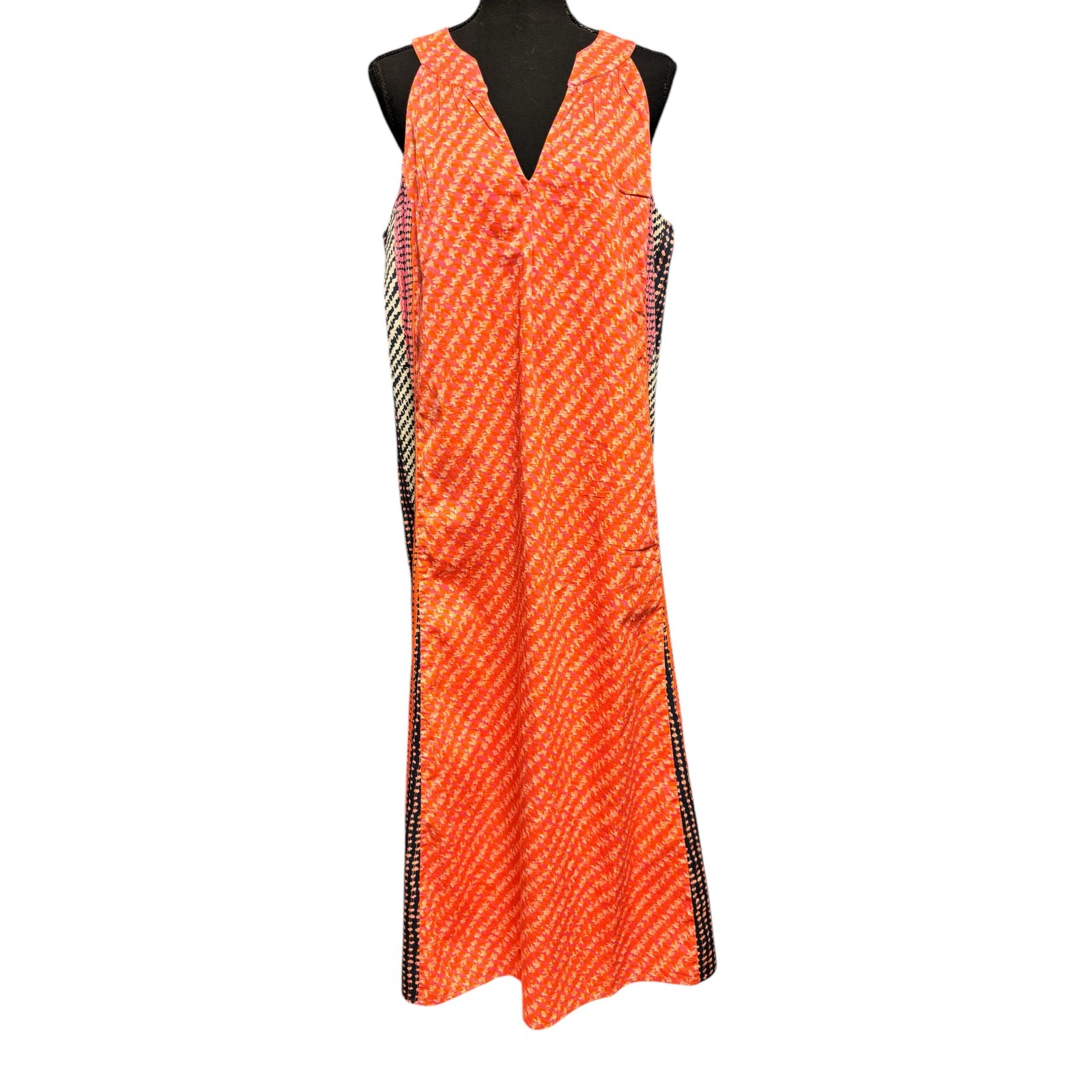 Nic + Zoe Spotty Stripes Sleeveless Midi Dress In Pink Multi Sz M Cotton Summer