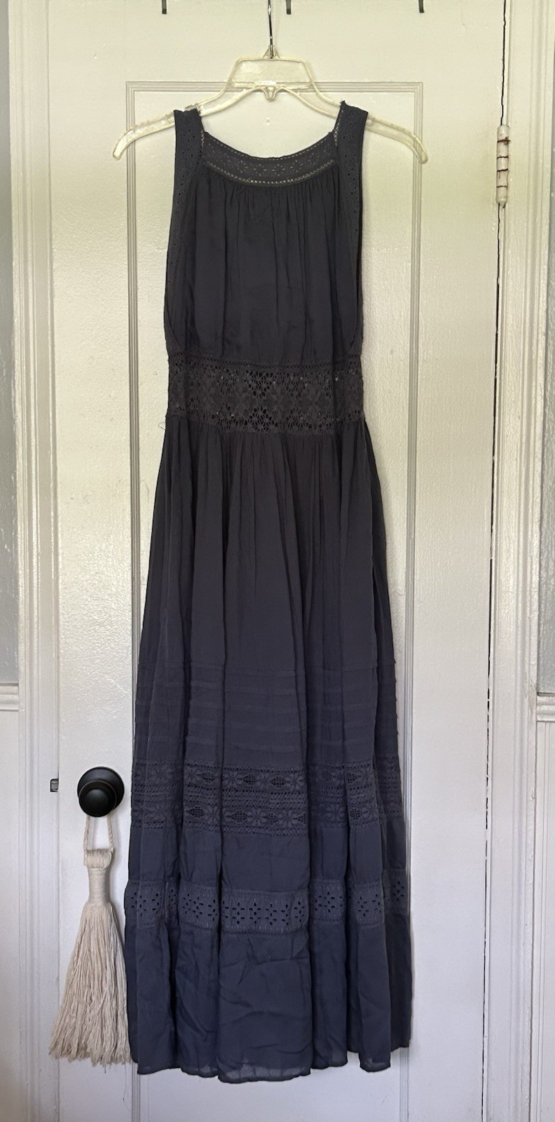 Lucky Brand Boho embroidered Buttons Up Lined Women’s Maxi Dress Size XS