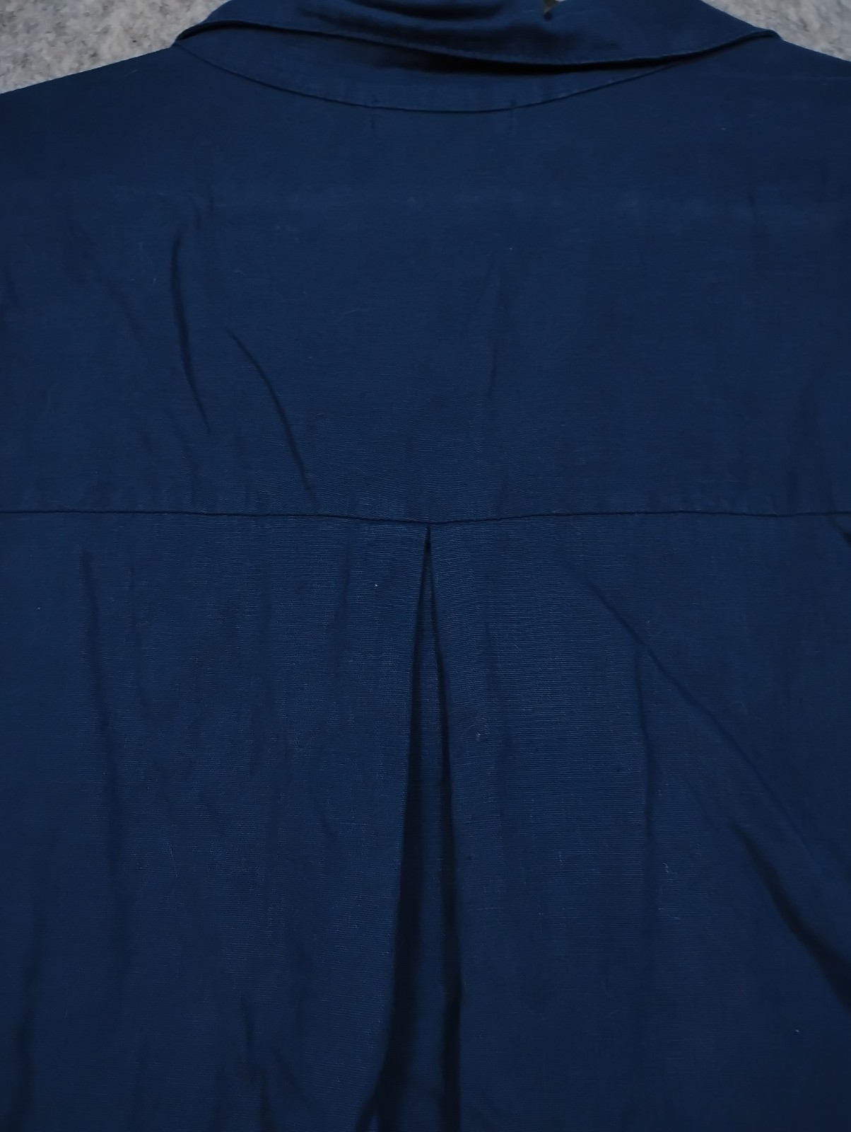 Terzo Millennio Navy Linen Blend V-Neck Tunic Dress Lg Made in Italy 3/4 Sleeve
