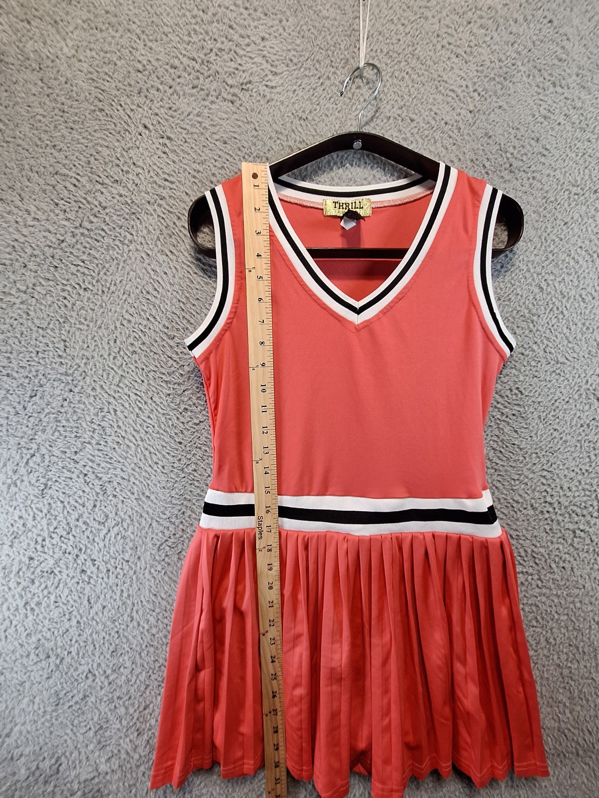 Thrill Premium Quality Skort Dress Womens M Red Cotton Stretch Pleated V-Neck