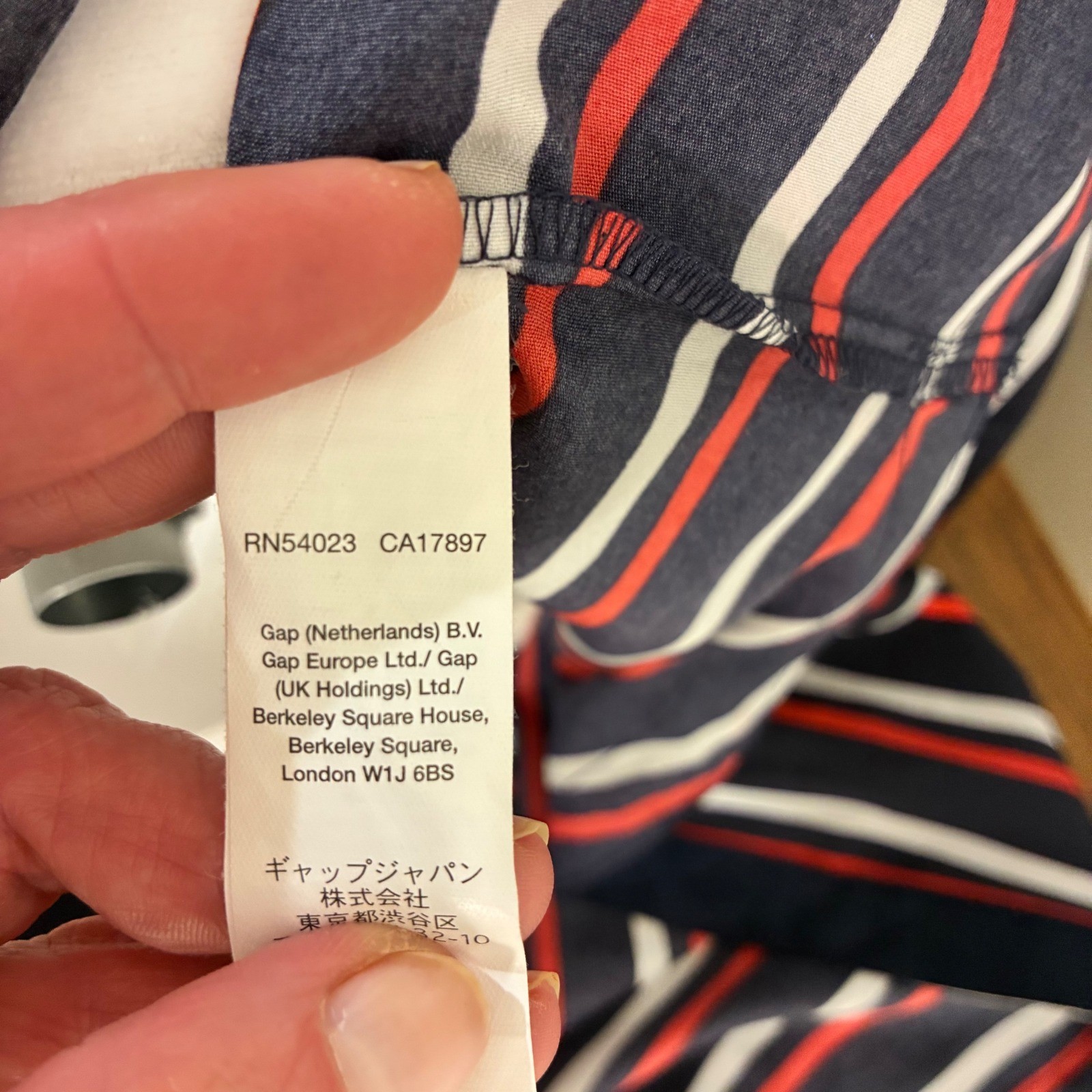 Gap Shift Dress Striped Polyester Navy Red White Nautical Preppy Small