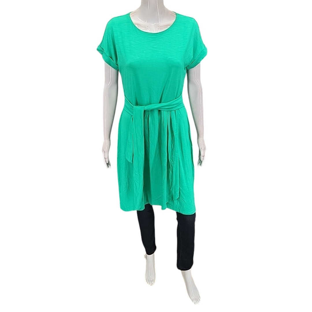 Chaps Women’s Everyday Trendy Crewneck Knit Dress with Belt Small Size Green