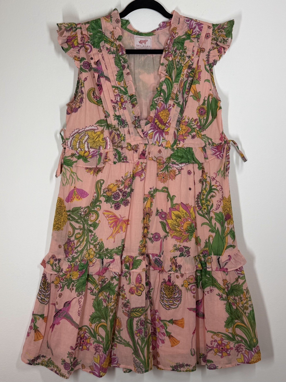 NWOT Banjanan Dress sz S – Chandra pink floral / bird print sleeveless dress