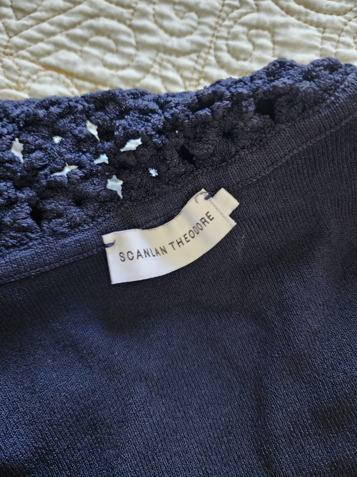 Scanlan theodore crepe knit daisy mini dress navy blue size large