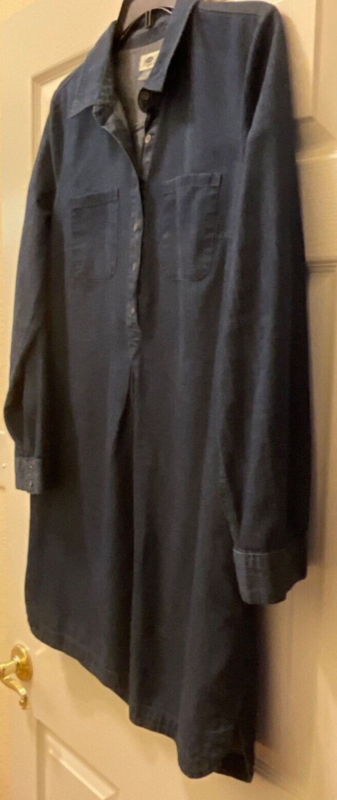 Old Navy Shirt Dress Women’s Medium Dark Blue Chambray Long Sleeve Popover