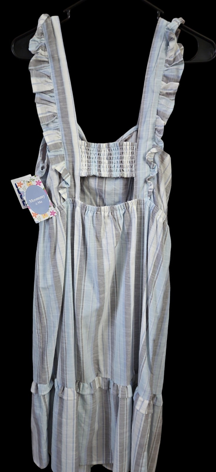 Madison Grey Womens Ruffle Trim Striped Smocked Back Sleeveless Dress Size XL