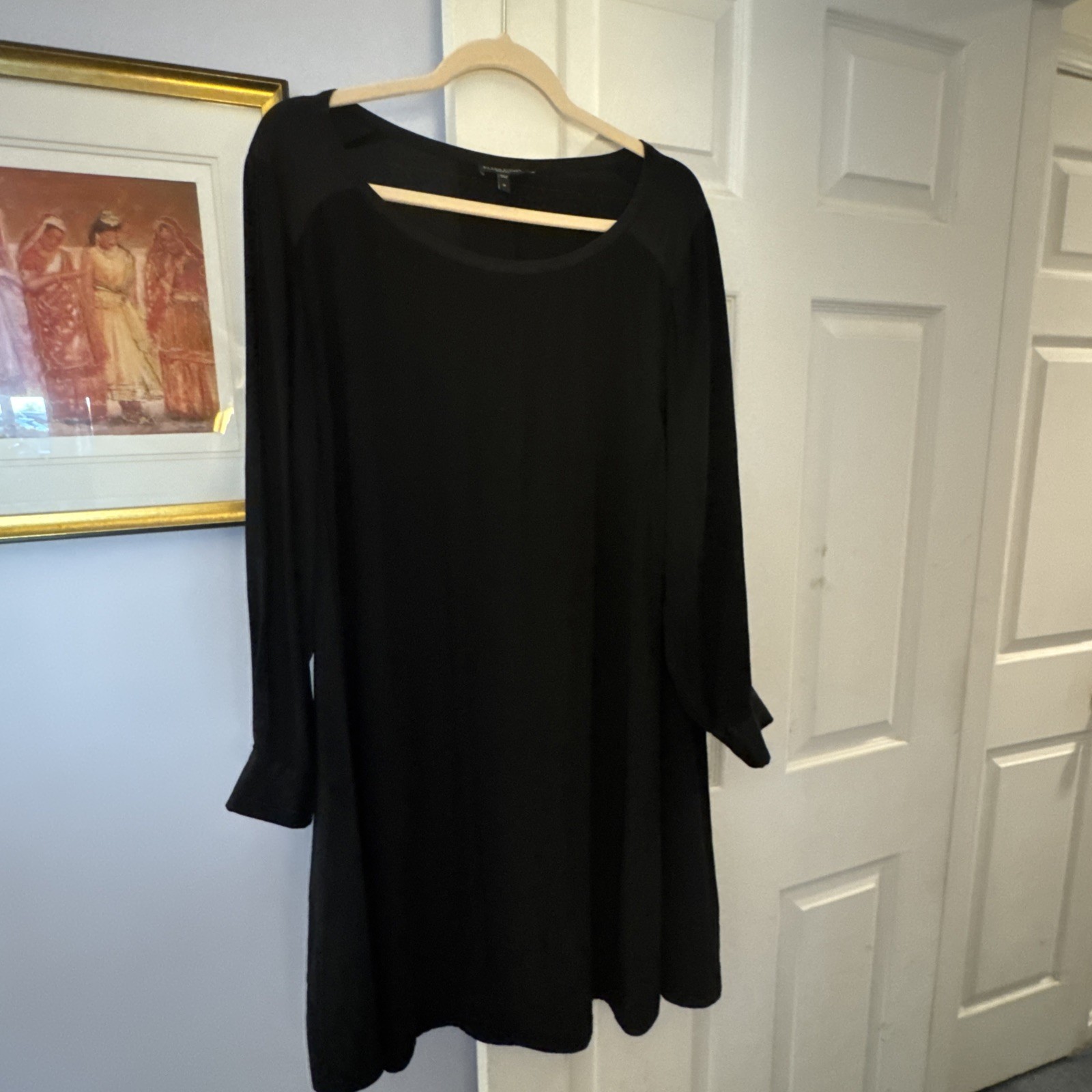Eileen Fisher 1X Black Silk Dress W/Silk/spandex Trim Worn Once Beautiful Comfy