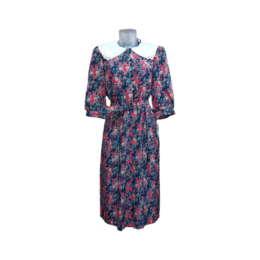 Breli Originals Floral Pleated Dress Size 8P Belted Cinch Waist