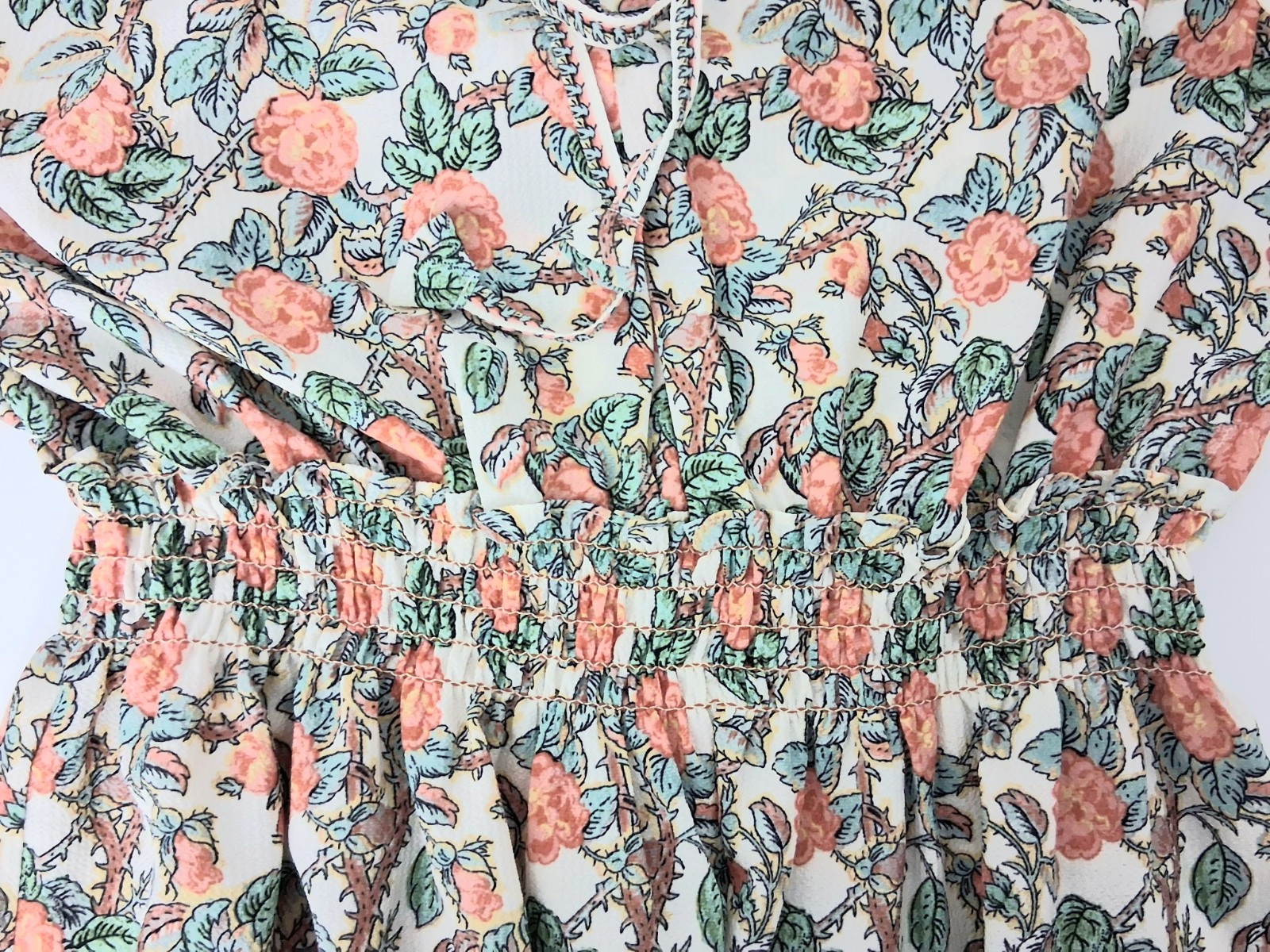 Max Studio Maxi Dress Large Textured Floral Puff Sleeves Keyhole Neck Tiered