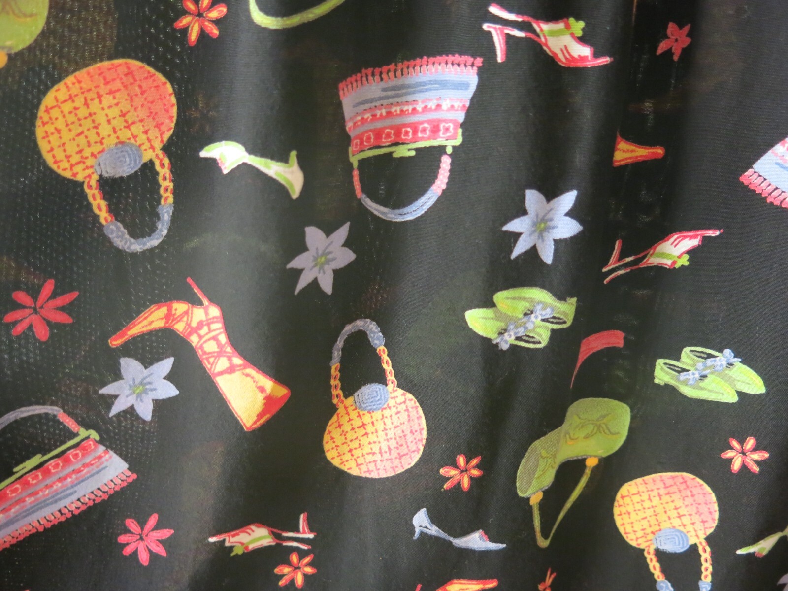 Vintage Coldwater Creek Rayon Black Shoe Purse Floral Print Jumper Dress Size PL