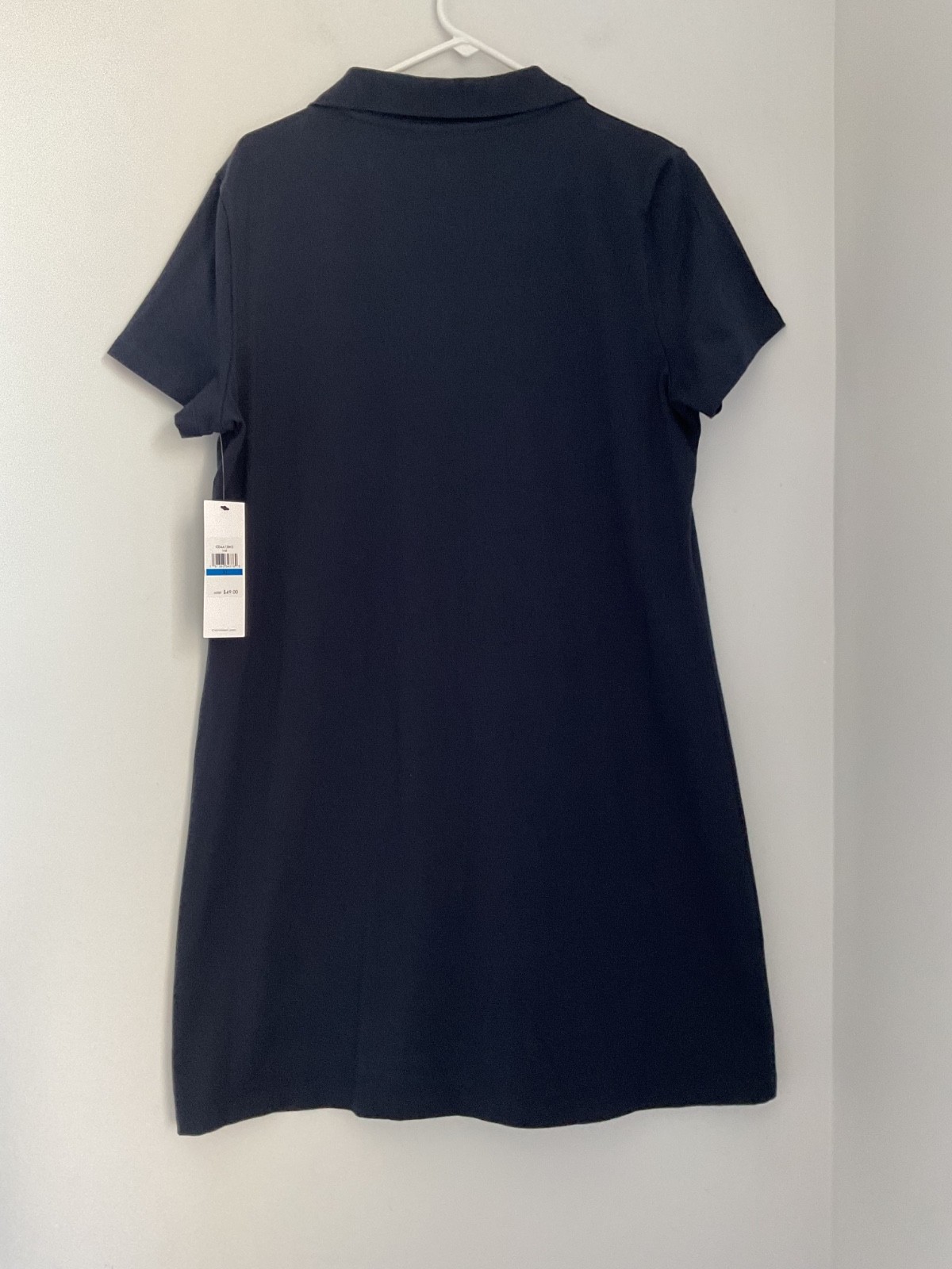 Calvin Klein Navy Blue Polo Dress Size XL Stretch Split Neck Embroidered Logo
