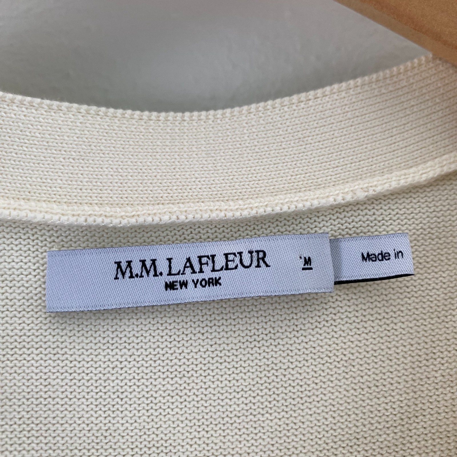 MM Lafleur Toula pointelle knit sweater Dress M Cardigan Button cotton silk
