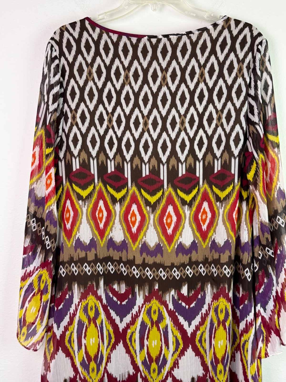 Wrangler Aztec Ikat Print Tunic Dress Size XL Bell Sleeve Boho Southwestern Chic