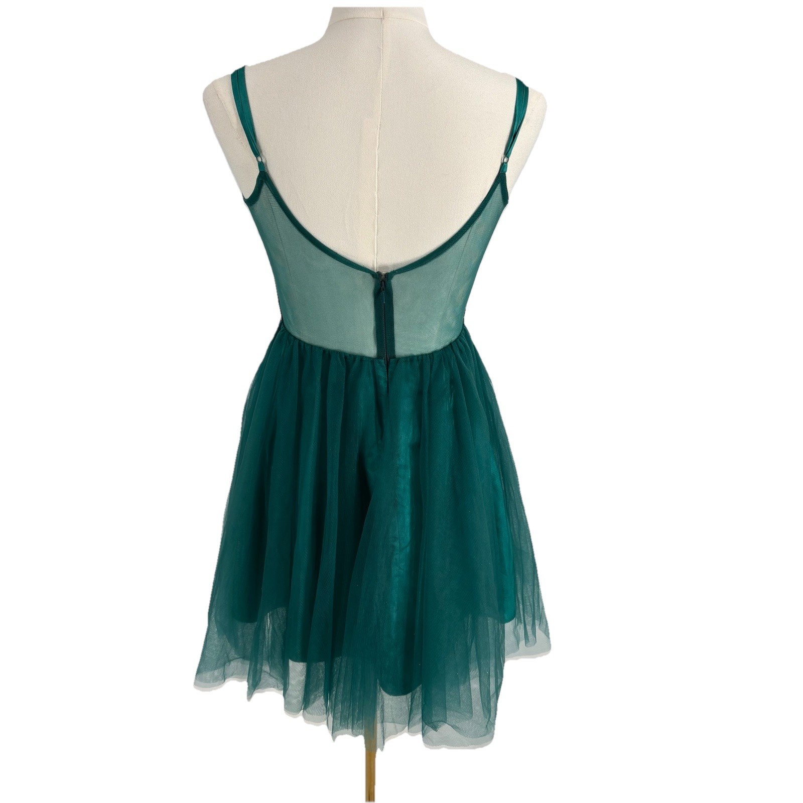 VTG Y2K Blondie Nights Womens Mesh Mini Dress 3 Green Beaded Fairy Mermaid Hoco