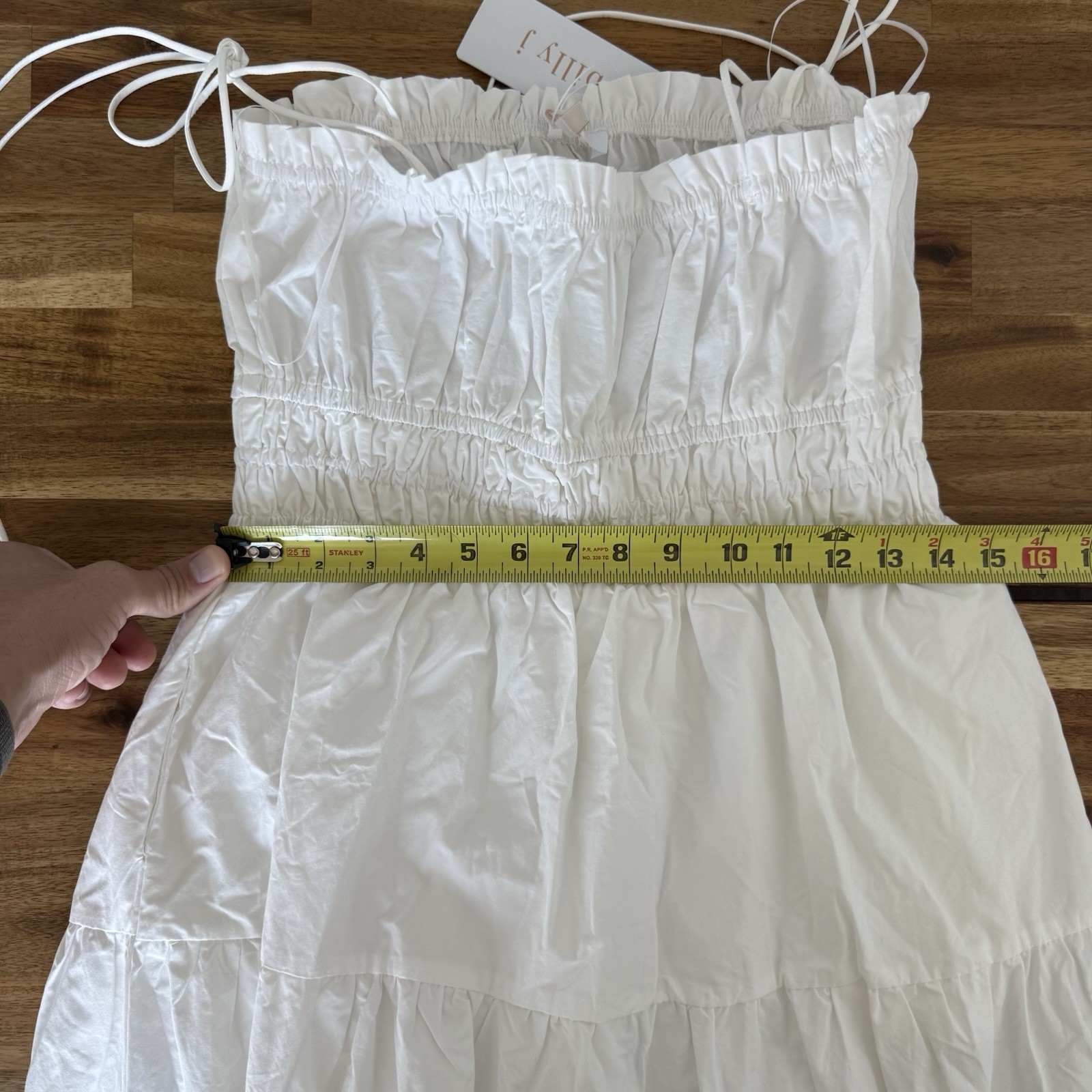 Billy J Cottagecore Milkmaid White Dress Midi Tie Straps Women’s Size 10 Event
