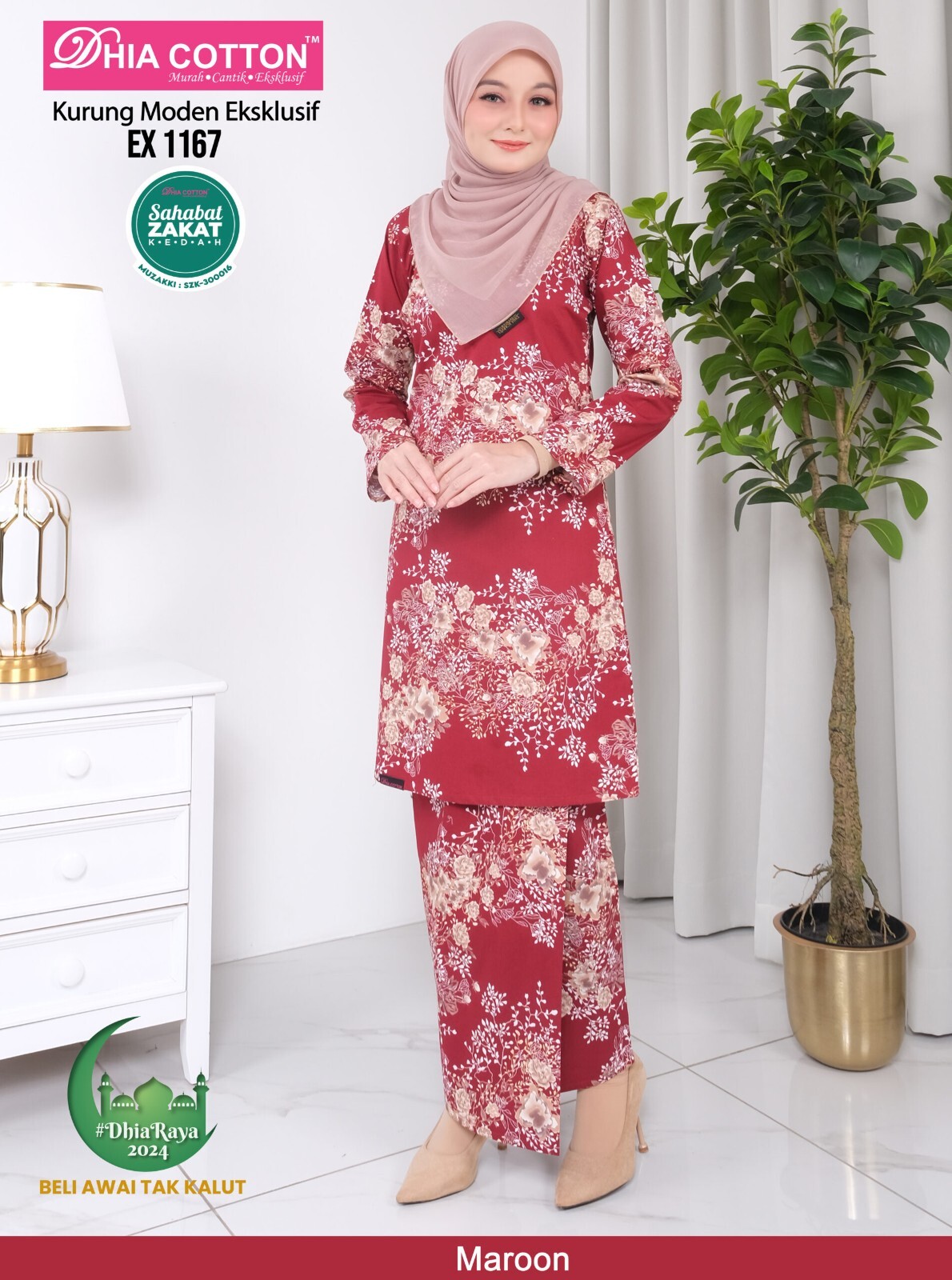 Baju Kurung Moden cotton S Labuh Longgar Kain Lipat ala Batik inc. shipping fee