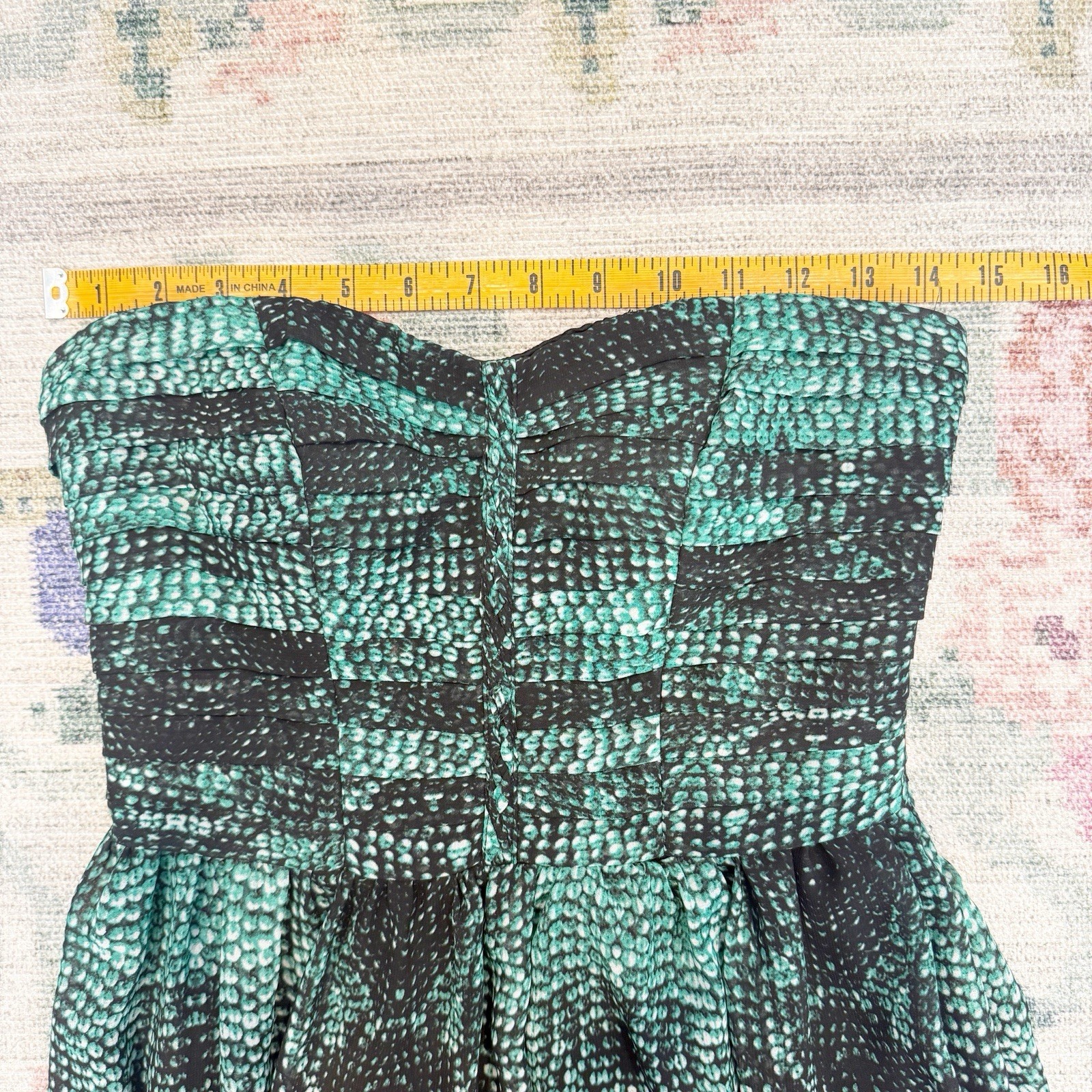 Anthropologie Womens Snakeskin Strapless Maxi Dress Size 0 Green Resort Vacation