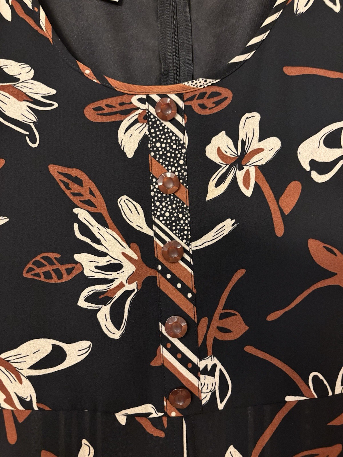 Vtg 80’s Betsy Lauren LOVELY Multi Floral Tapestry Detail Button Zip Dress 10