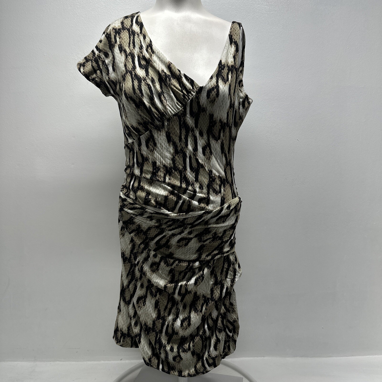 Just Roberto Cavalli Dress Mini Bodycon Stretch Snake Skin Brown IT 46 US 10