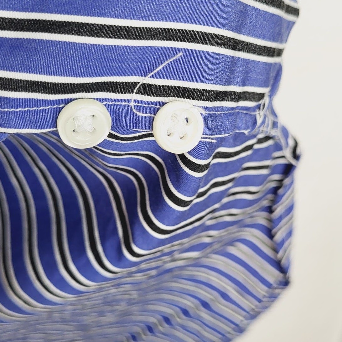Polo Ralph Lauren Striped Bib Stand Up Collar Shirt 100% Cotton Tunic/Dress Sz 8
