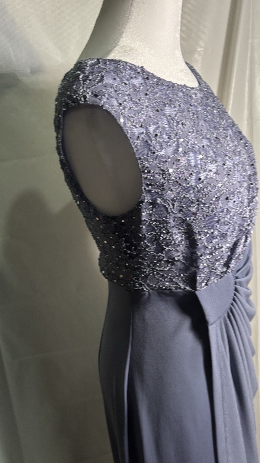 connected Apparel Women’s Silver Sequen Dresssequin dress gray 8