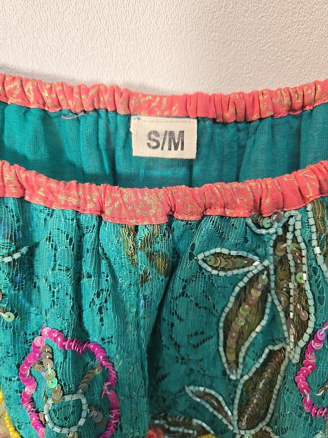 NWOT Boho Embellished Colorful Beaded And Sequin Ruffle Details Mini Dress S/M
