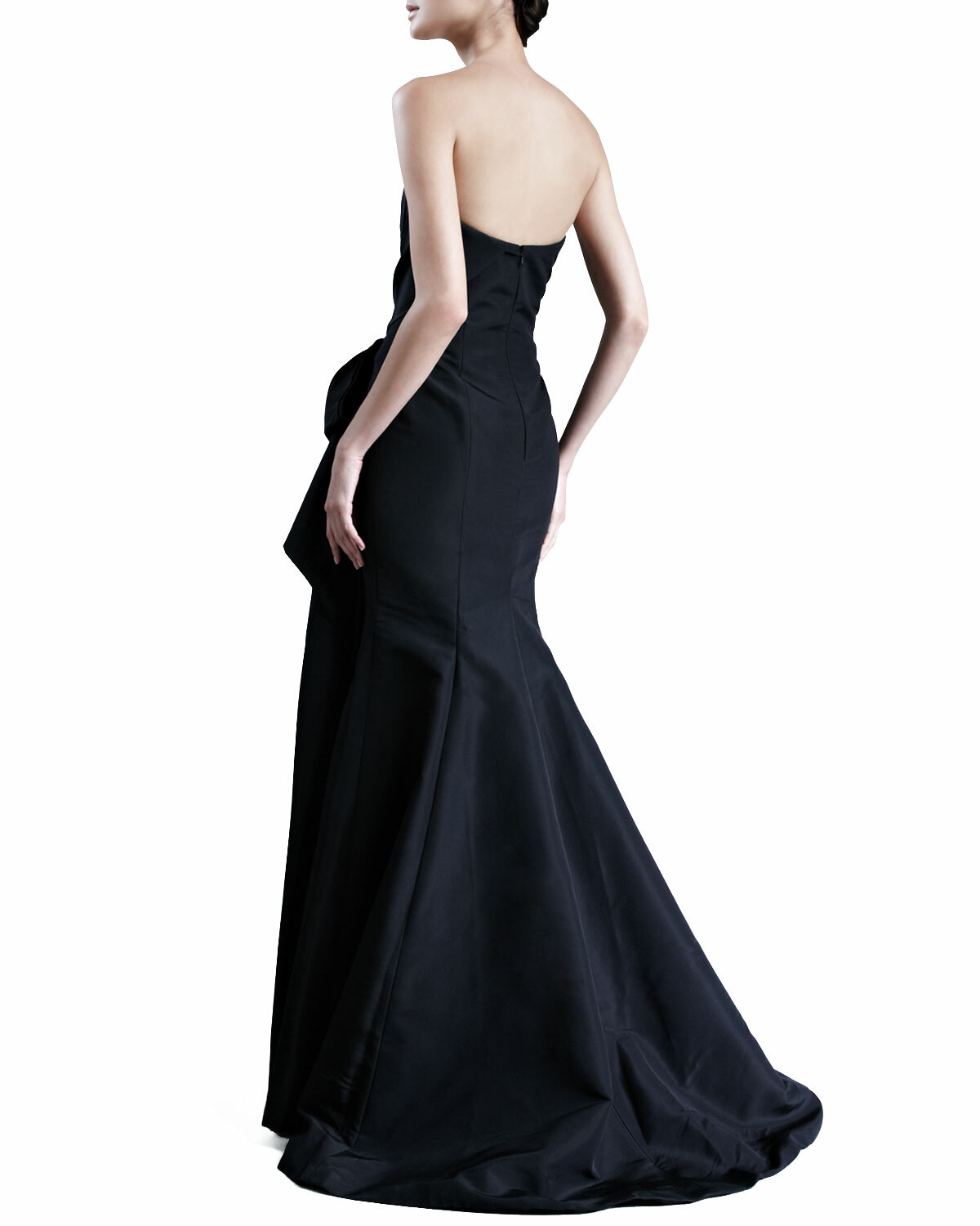 CAROLINA HERRERA Black Lavish Bow Sweetheart Strapless Silk Faille Gown Dress 10