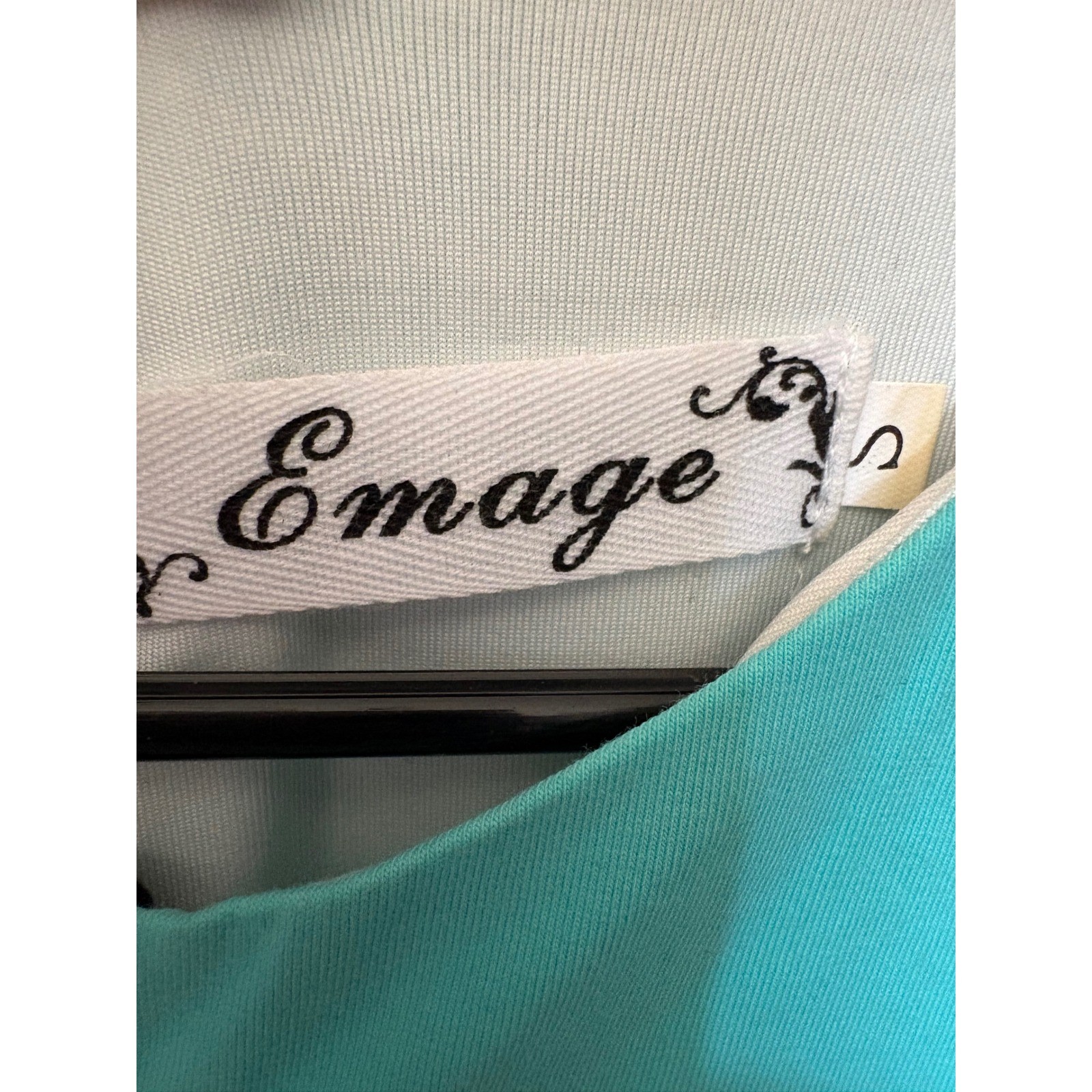 Emage Womens Colorblock Sheath Dress Teal Black Exposed Back Zipper Size S