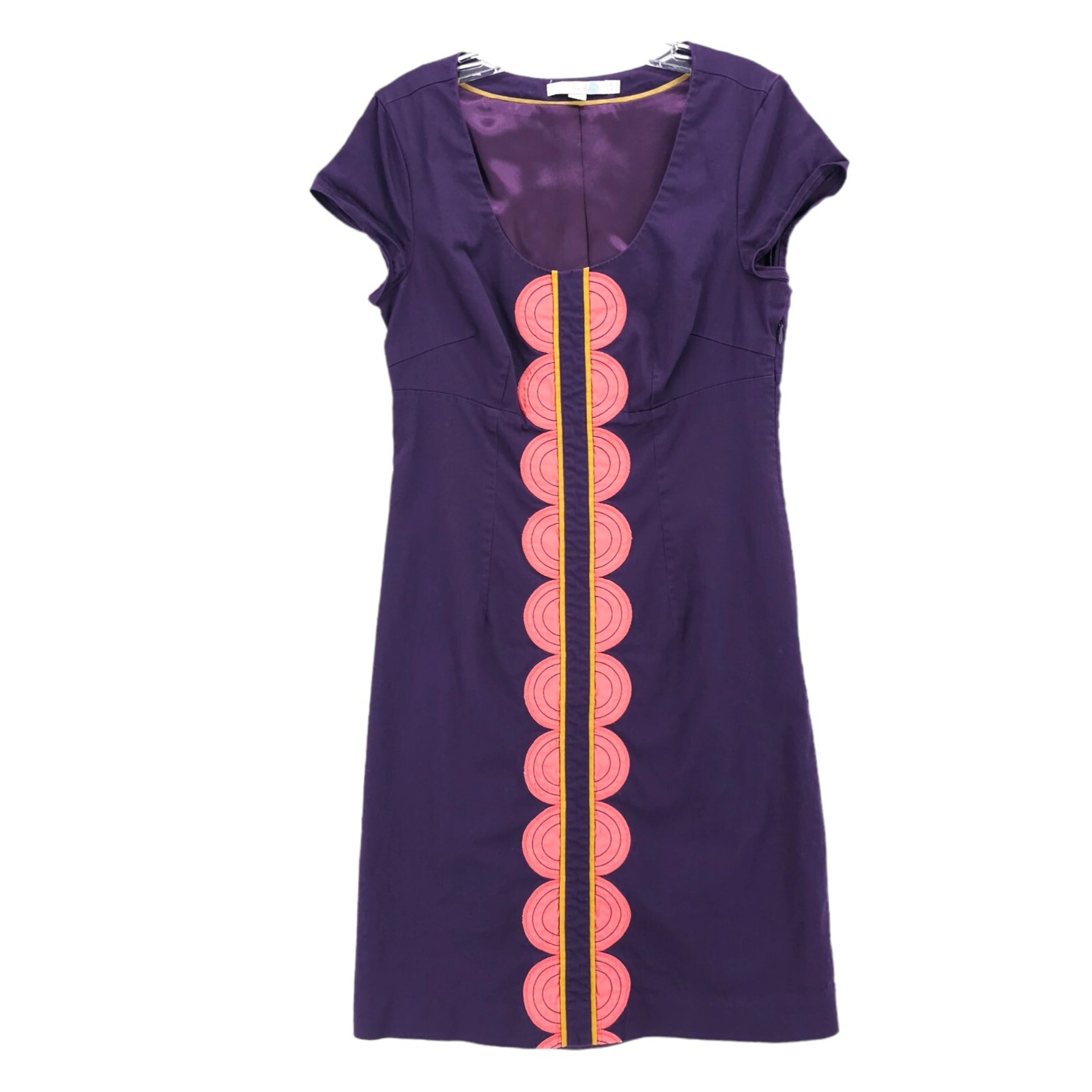 Boden Purple Shift Dress Sccop Neck Fitted Stretch Cotton Blend Size US 6 R