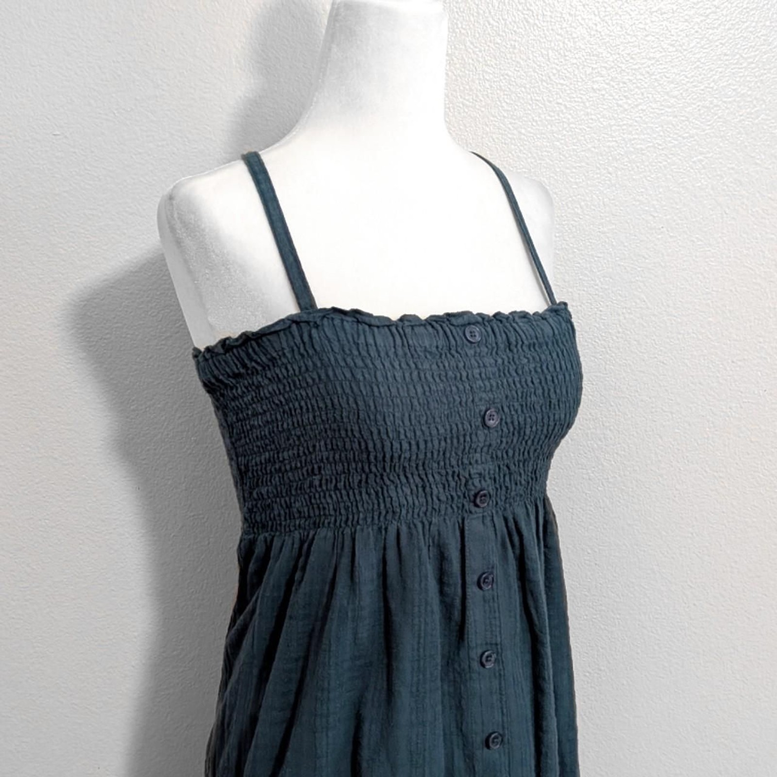 Mossimo Supply Co. Blue Smocked Button Up Mini Dress | Size L