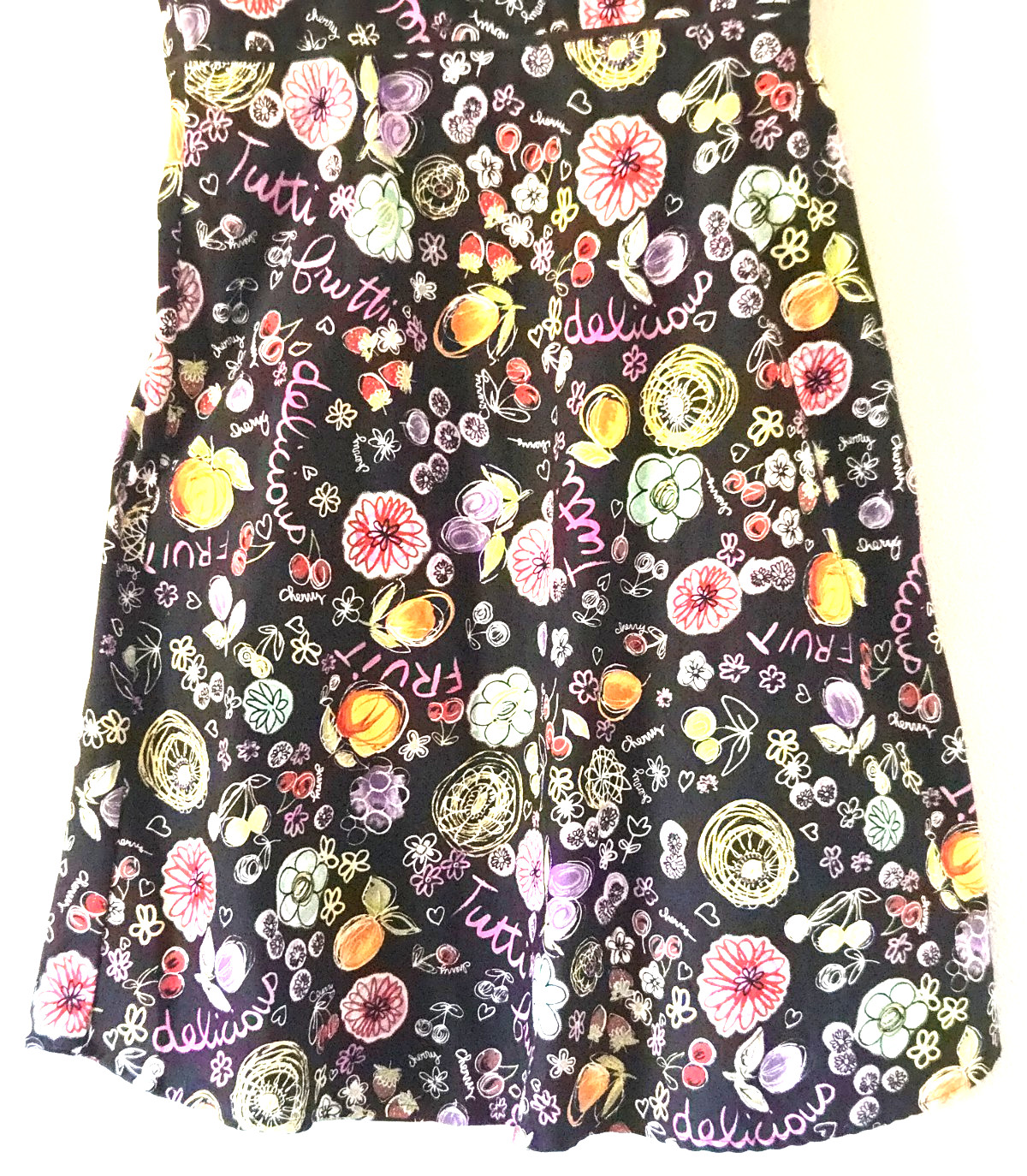 Karin Stevens Fruit Floral Print Dress Womens 16 Cotton Fit Flare Adjust. Straps