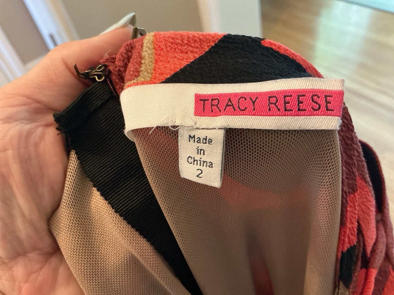 Tracey Reese Size 2 Silk Blend Geometric Ruched Sheath Cocktail Dress Y2K style