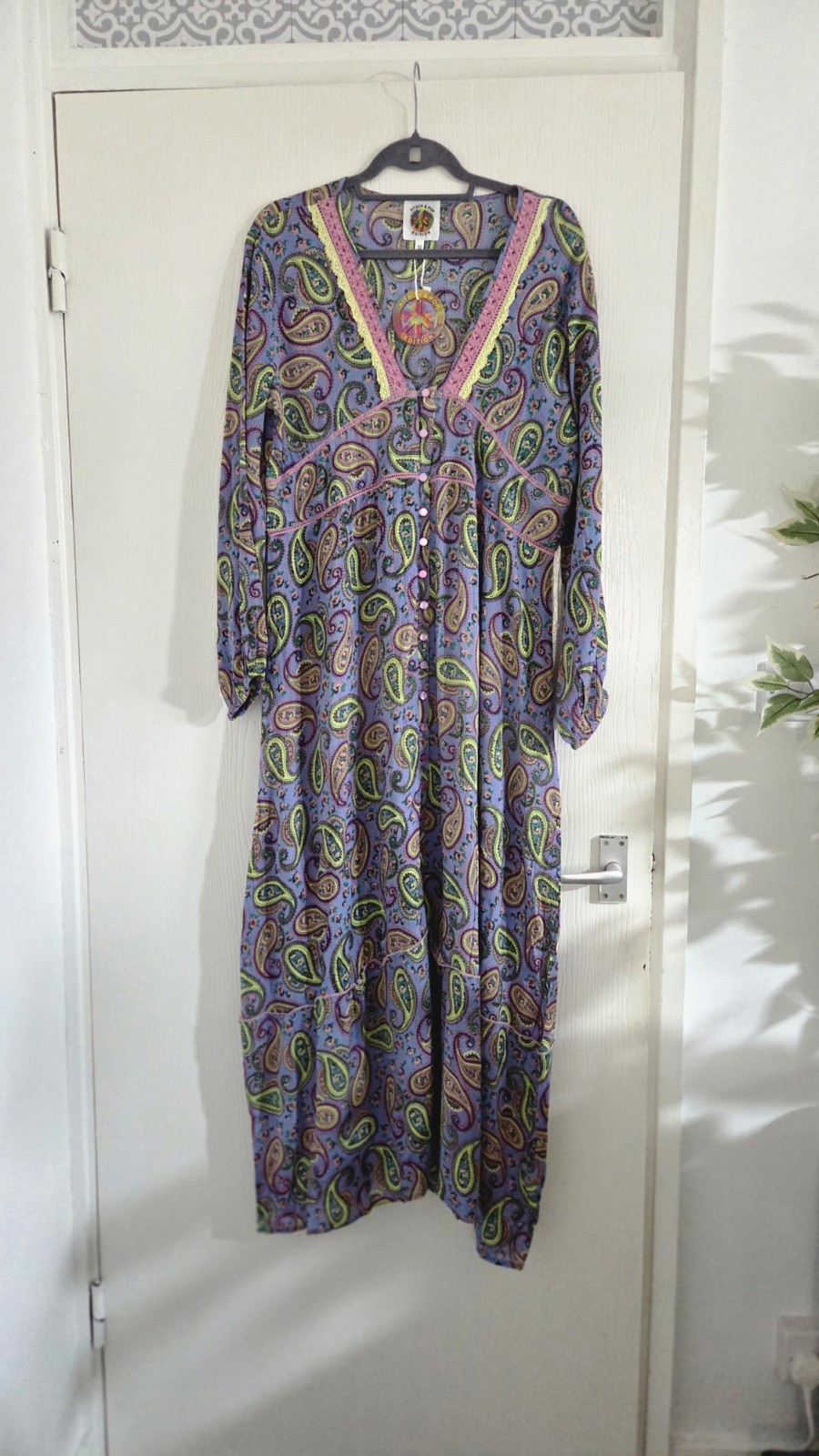 Kitsch & Pop Edition Boho Paisley Print Midi Dress Lilac Purple Size M BNWT