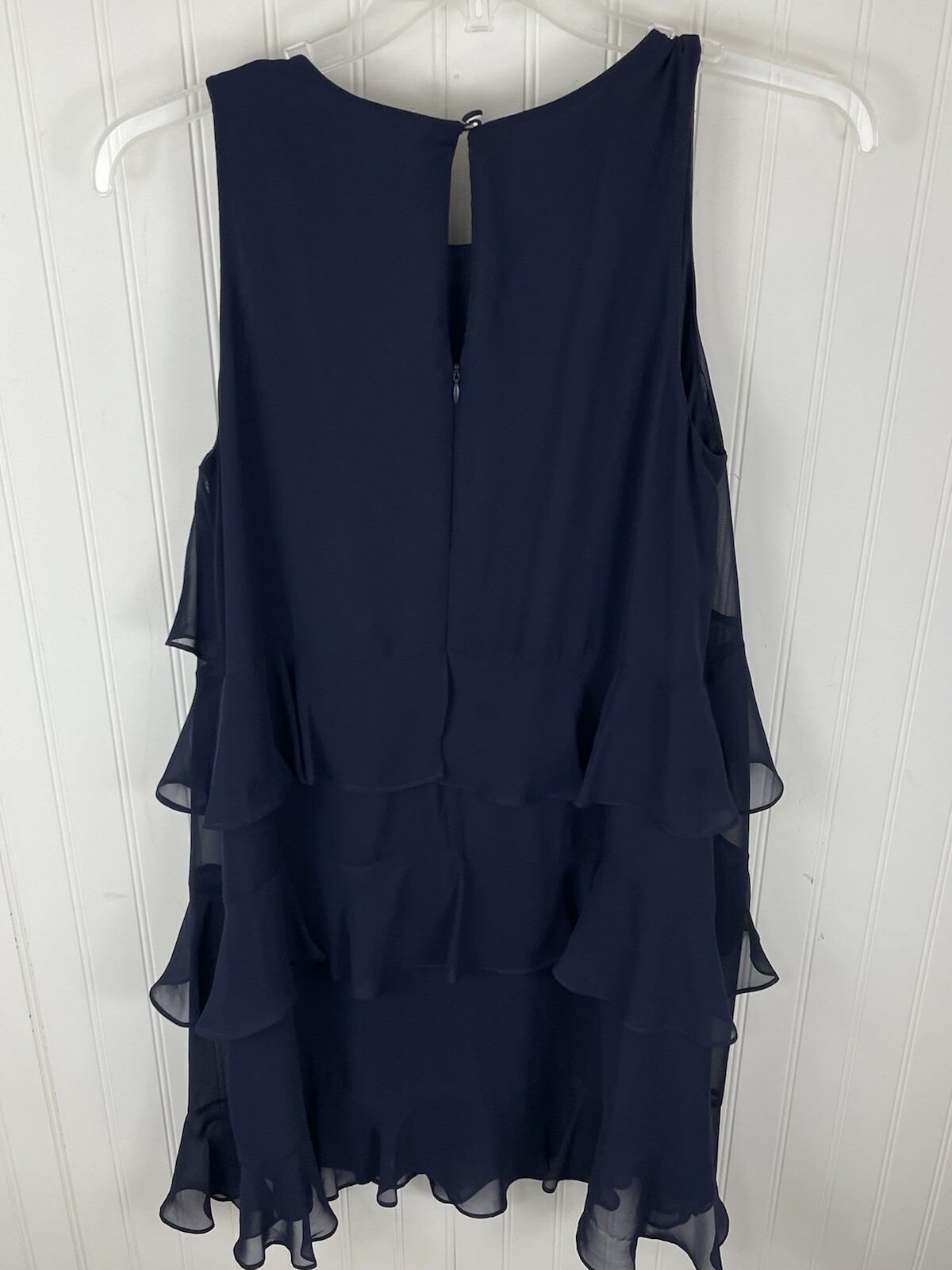 J Howard Womens Navy Tiered Ruffle Sleeveless Chiffon Dress 10