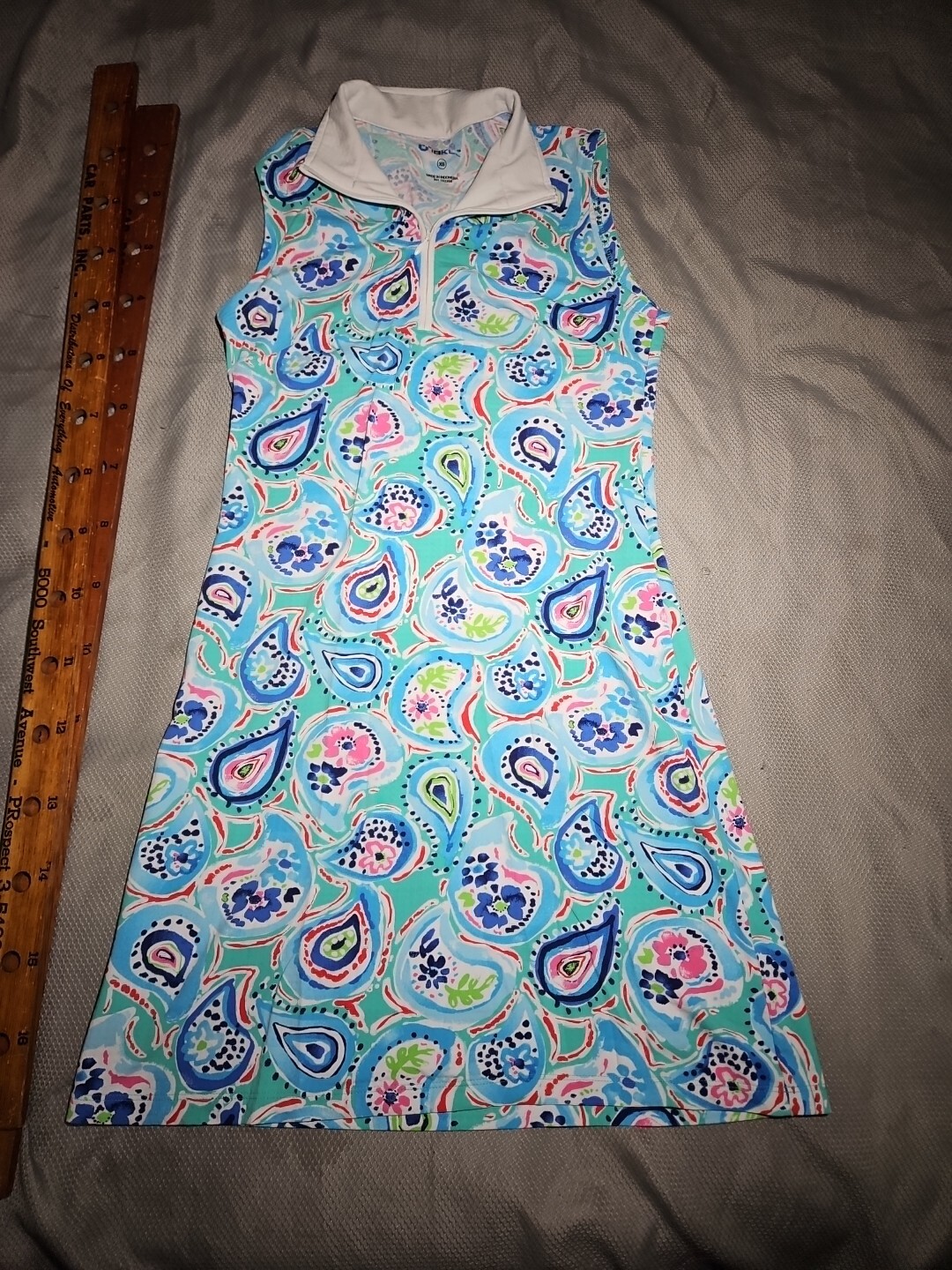 IBKUL Dress Womens XS Paisley Blue Sarah Seafoam Performance Golf Swim Beach