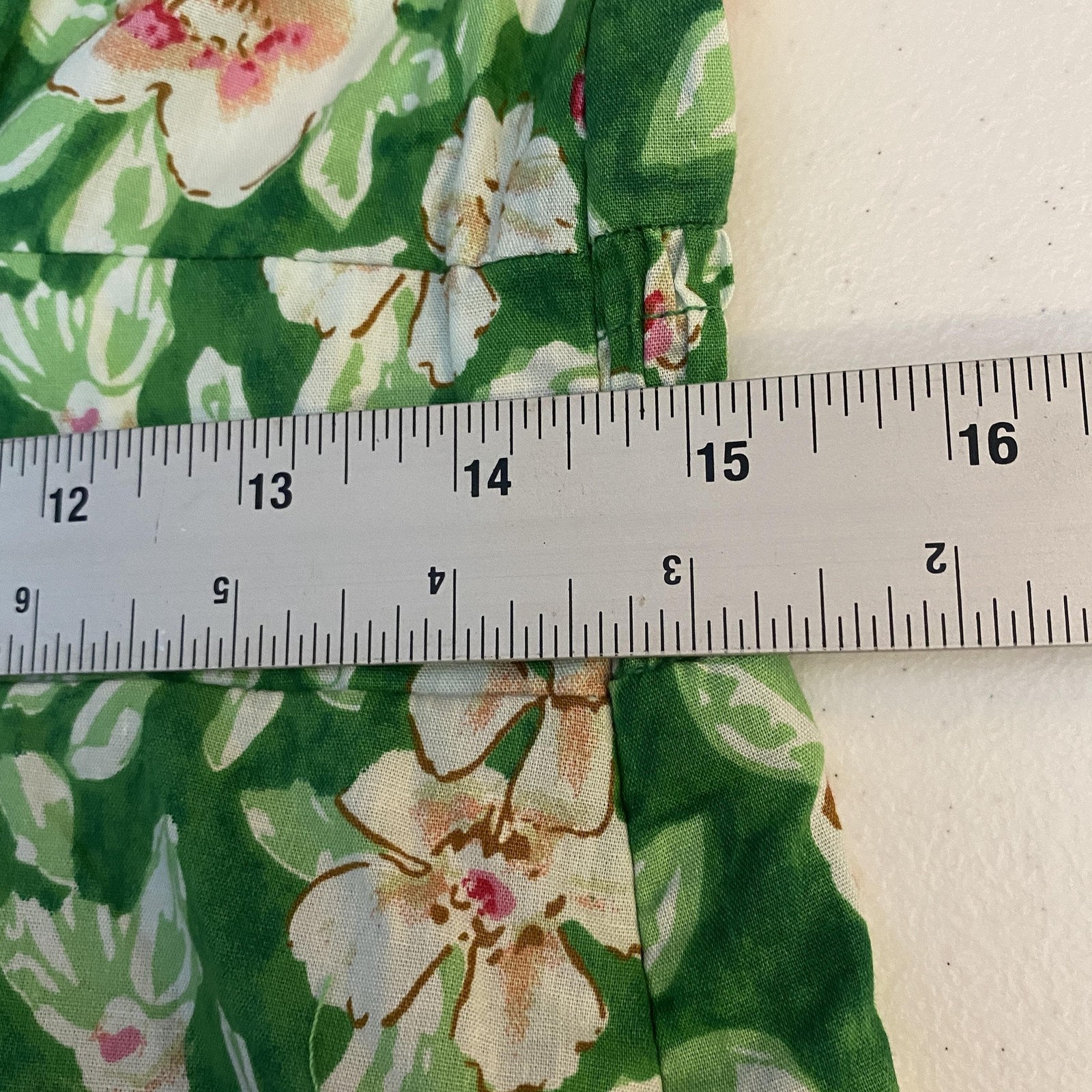 THML Dress Womens Medium Green Floral Puff Sleeve Ruffle Hem Coastal Cottage