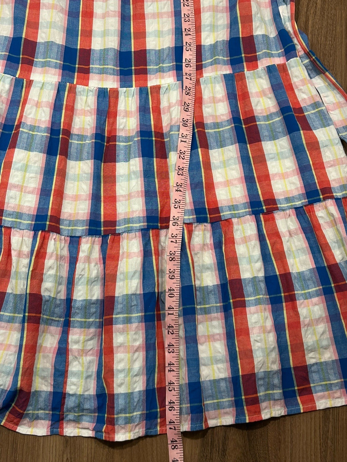 Peyton & Parker RWB Shirred Back 3 Tier Tie Belt Midi Sundress Size L